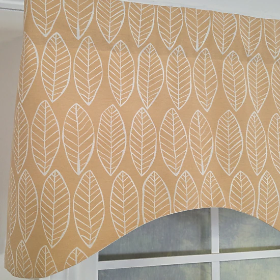 RLF Home Fall Cornice Valance - 100% Cotton with Ivory Lining 50" x 17"  Tan