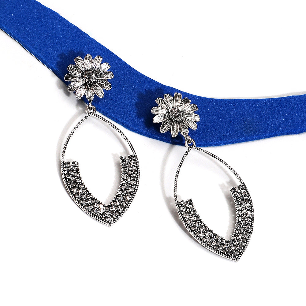 SOHI Women's Crystal Silver Party Drop Earrings