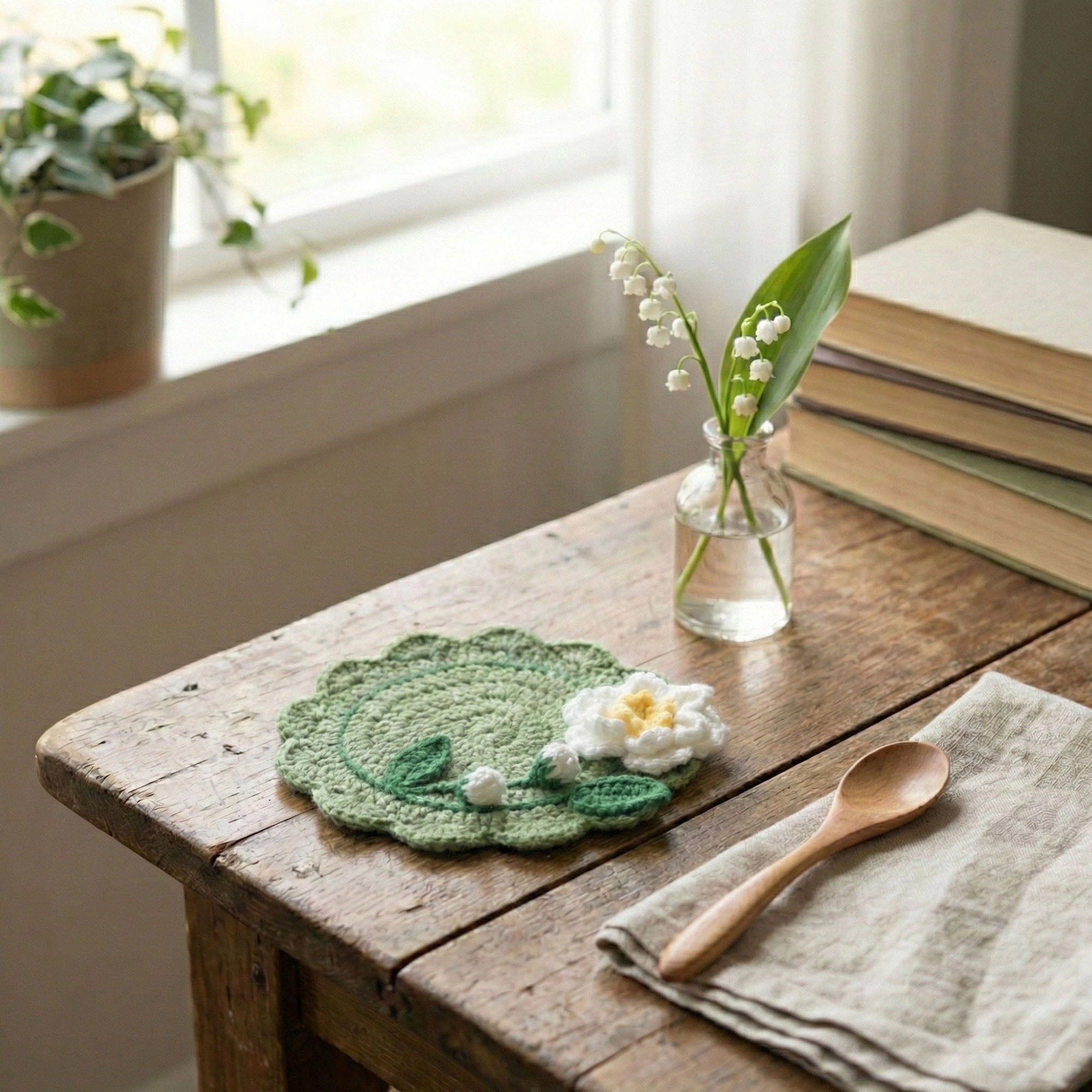 Alilang Unisex Crochet Flower Coaster Handmade Knit Table Protector