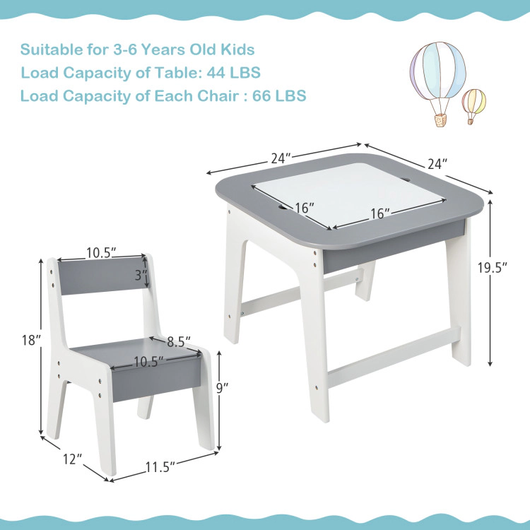 Hivvago Kid'S Table And Chairs Set With Double-Sized Tabletop