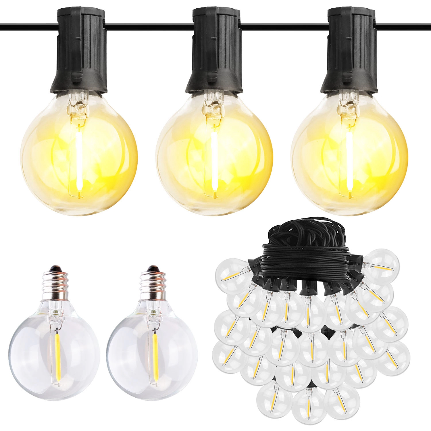 GBruno Warm Glass Globe String Lights