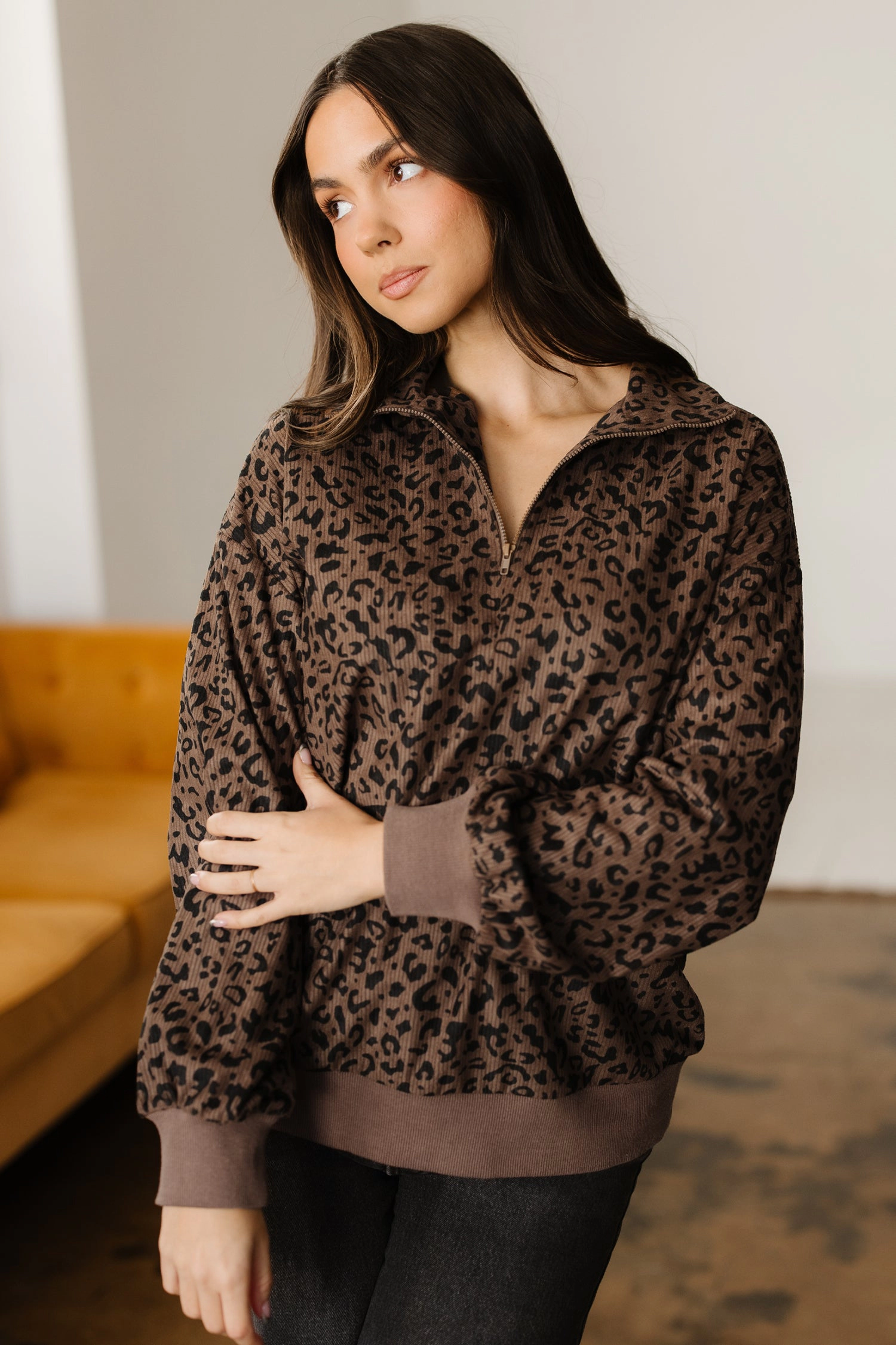 Threaded Pear Women's Alaya Quarter Zip Corduroy Sweatshirt