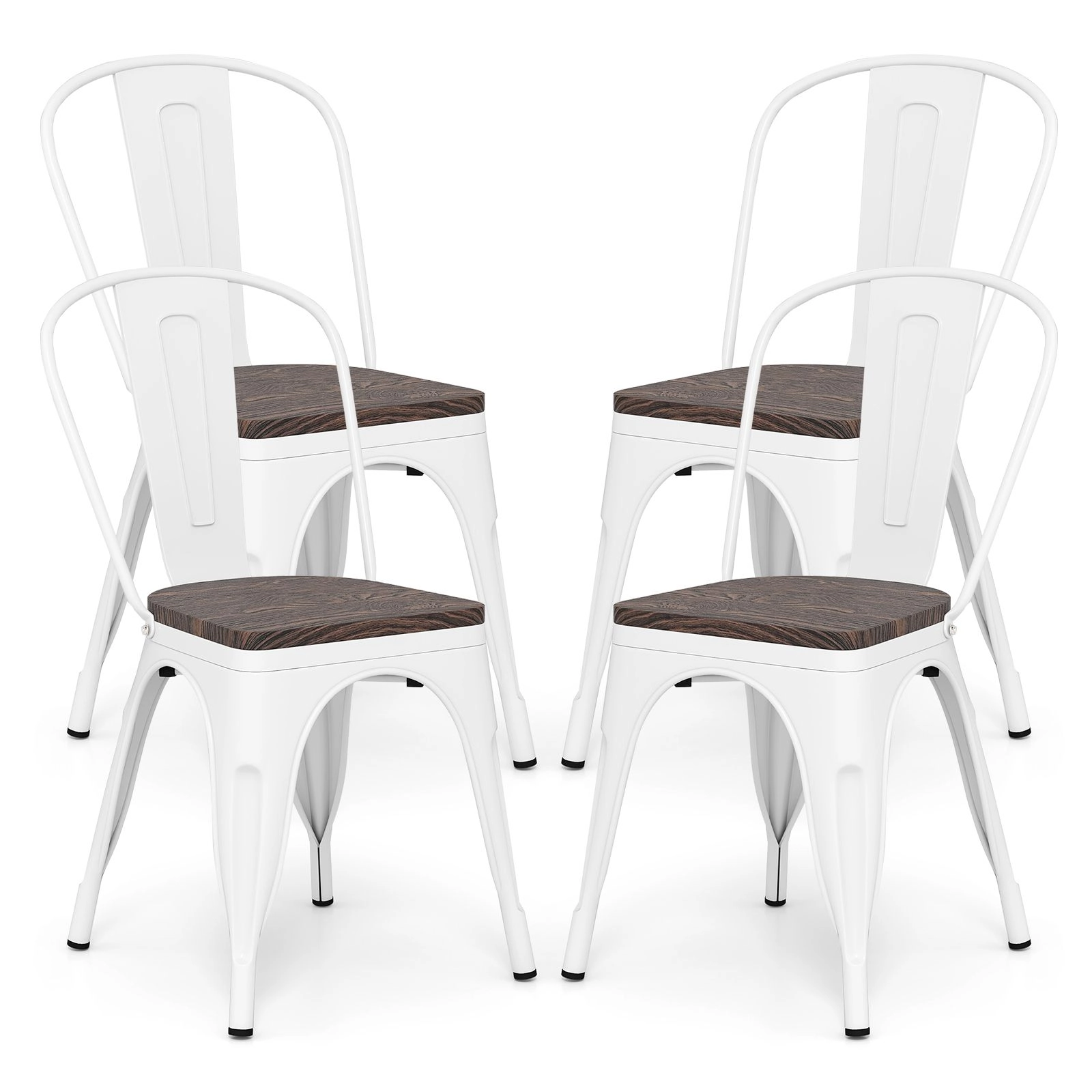 SlickBlue Stackable Metal Dining Chairs Set of 4 with High Back