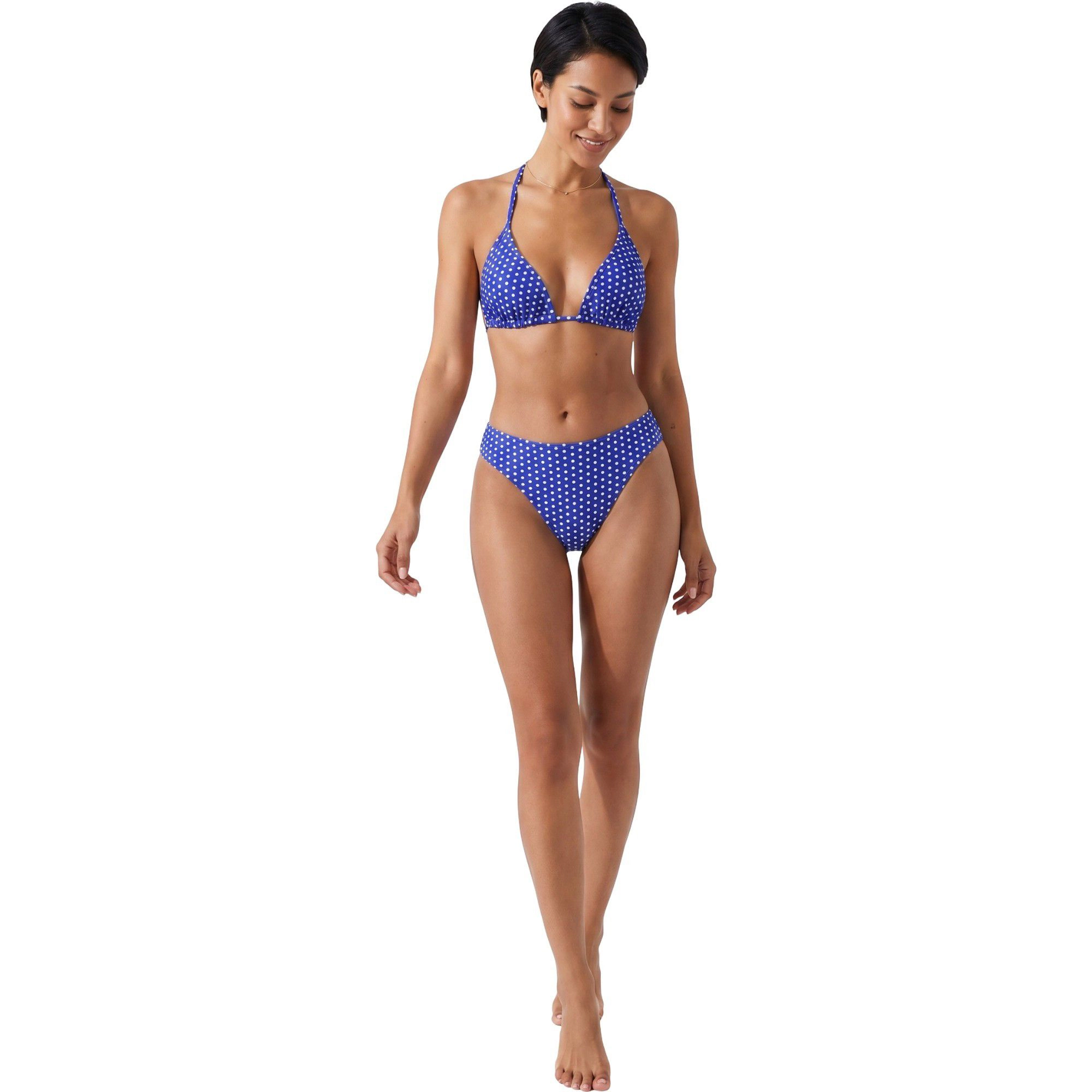 Anna-Kaci Women's Polka Dot Triangle Bikini Set with Halter Neck Design