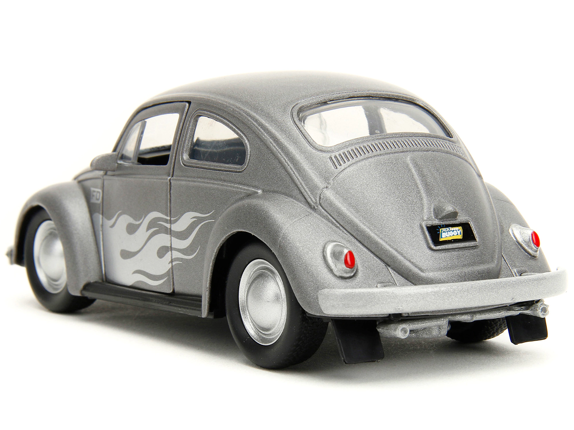 Jada 1959 Volkswagen Beetle Gray Metallic with Silver Flames and Boxing Gloves Accessory "Punch Buggy" Series