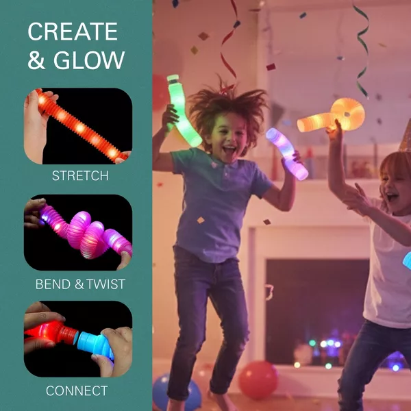 Sperric Christmas Light Up Pop Tube Toy 12 Pack 25” Stretchy Glow in the Dark Pop Tube Sensory Fidget Gift Toys for Kids
