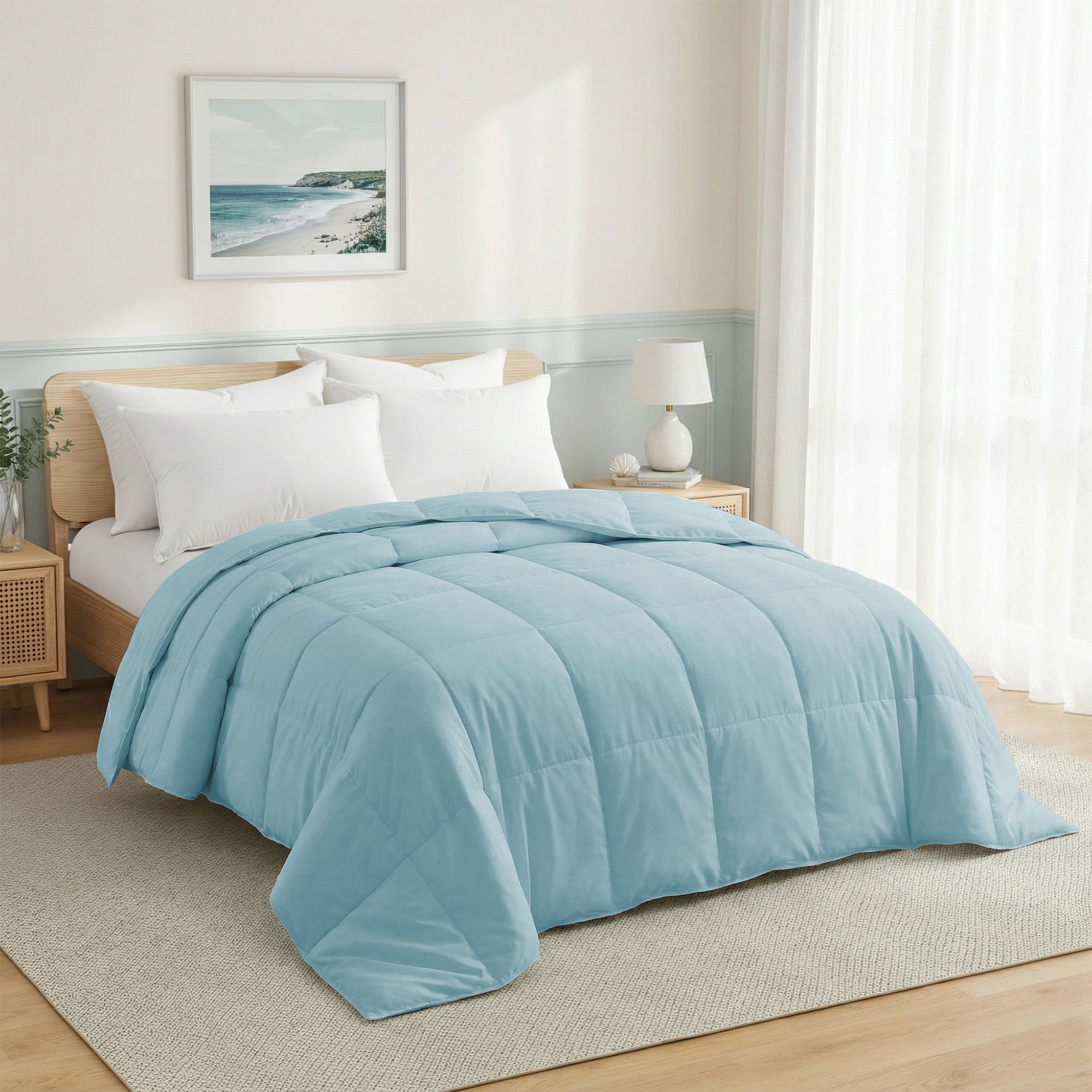 PEACENEST Lightweight Feather Fiber Comforter Soft Breathable Bedding Insert