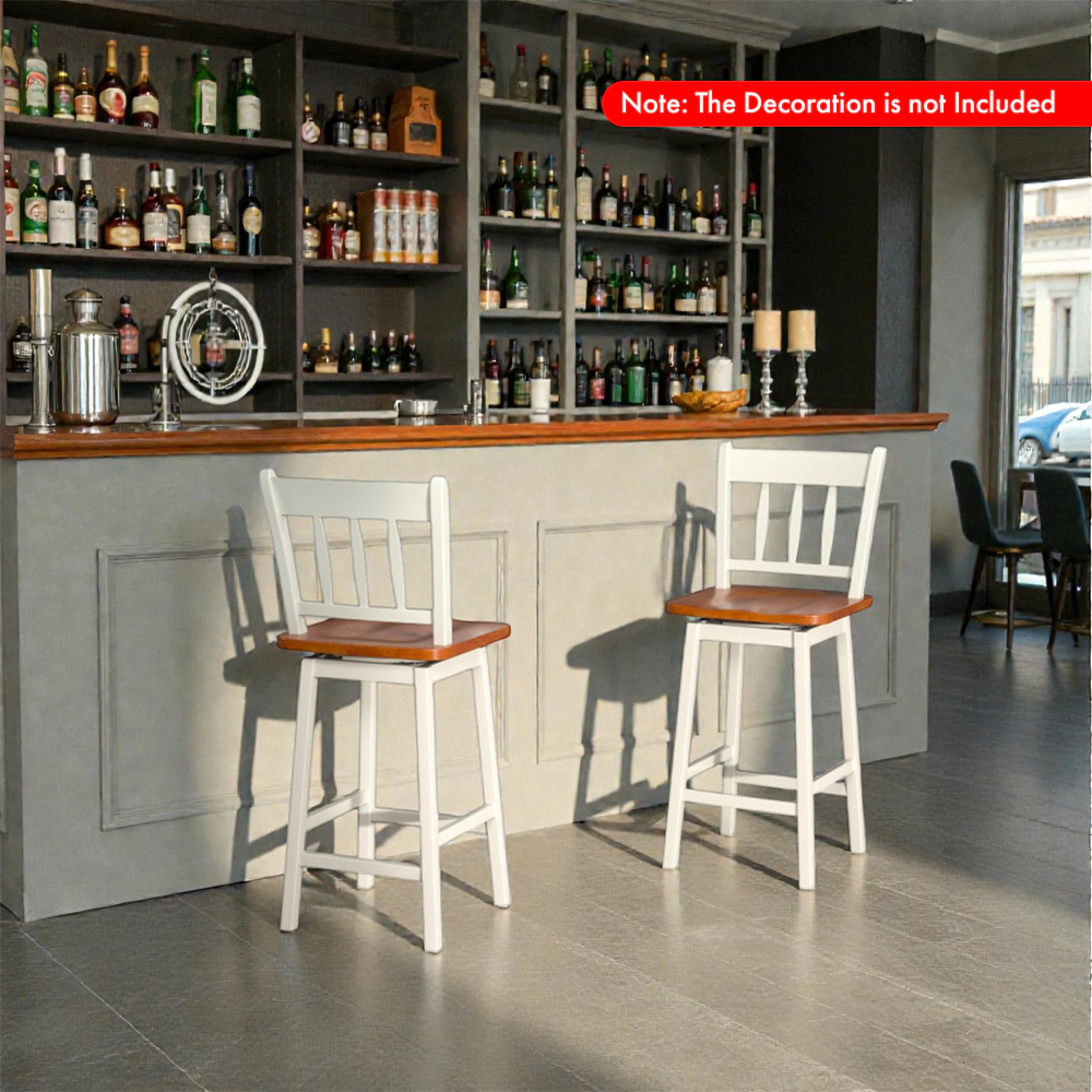 Hivvago 24.5-Inch Counter Height Bar Stools with Full 360° Swivel Function -Set of 2
