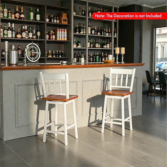 Hivvago 24.5-Inch Counter Height Bar Stools with Full 360° Swivel Function -Set of 2