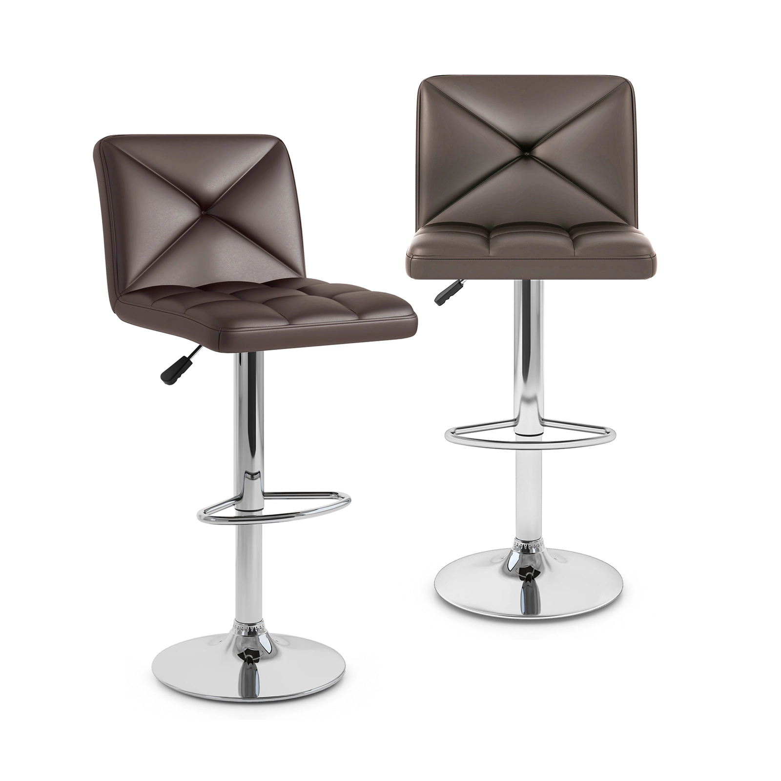LJG PU Leather Upholstered Bar Stools Set of 2 with Back and Adjustable Height