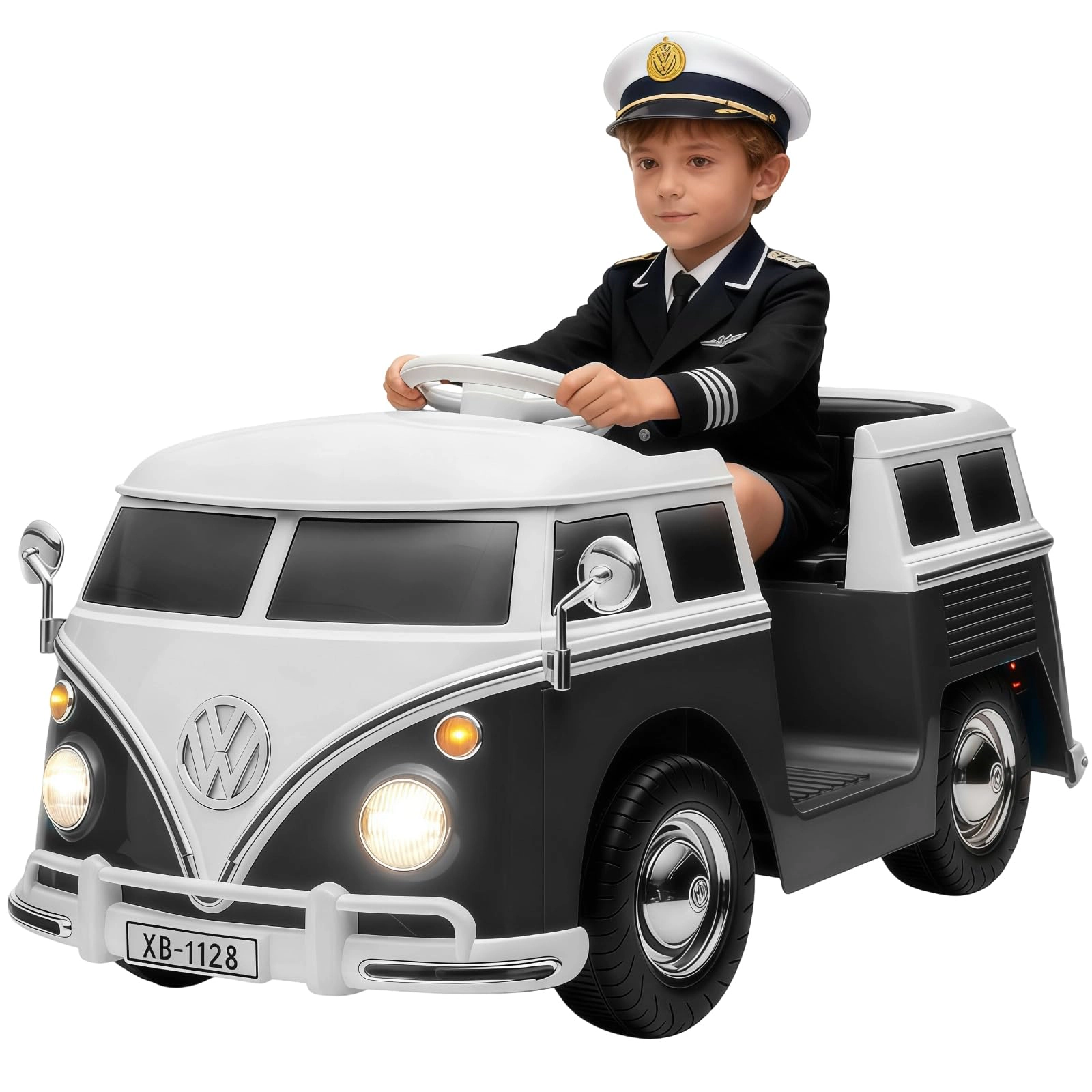 Enjyam 6V Licensed Volkswagen T1 Bus Ride-On Car for Kids with LED Lights, Horn, Music & Two Speeds