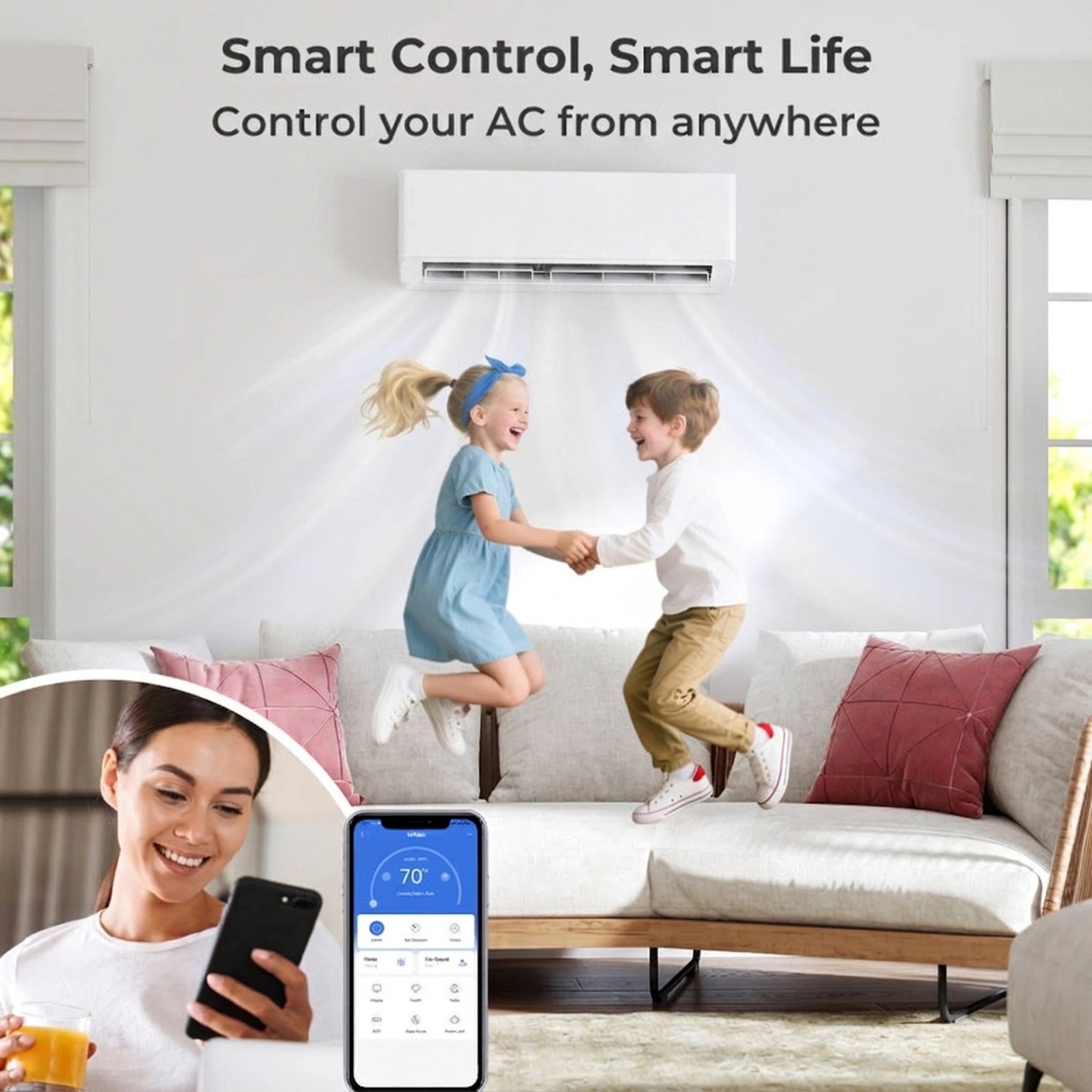 SUGIFT 24000-BTU 2-Zone 23-SEER2 208-230V WiFi Ductless Mini Split Air Conditioner with Heat Pump 9K + 12K
