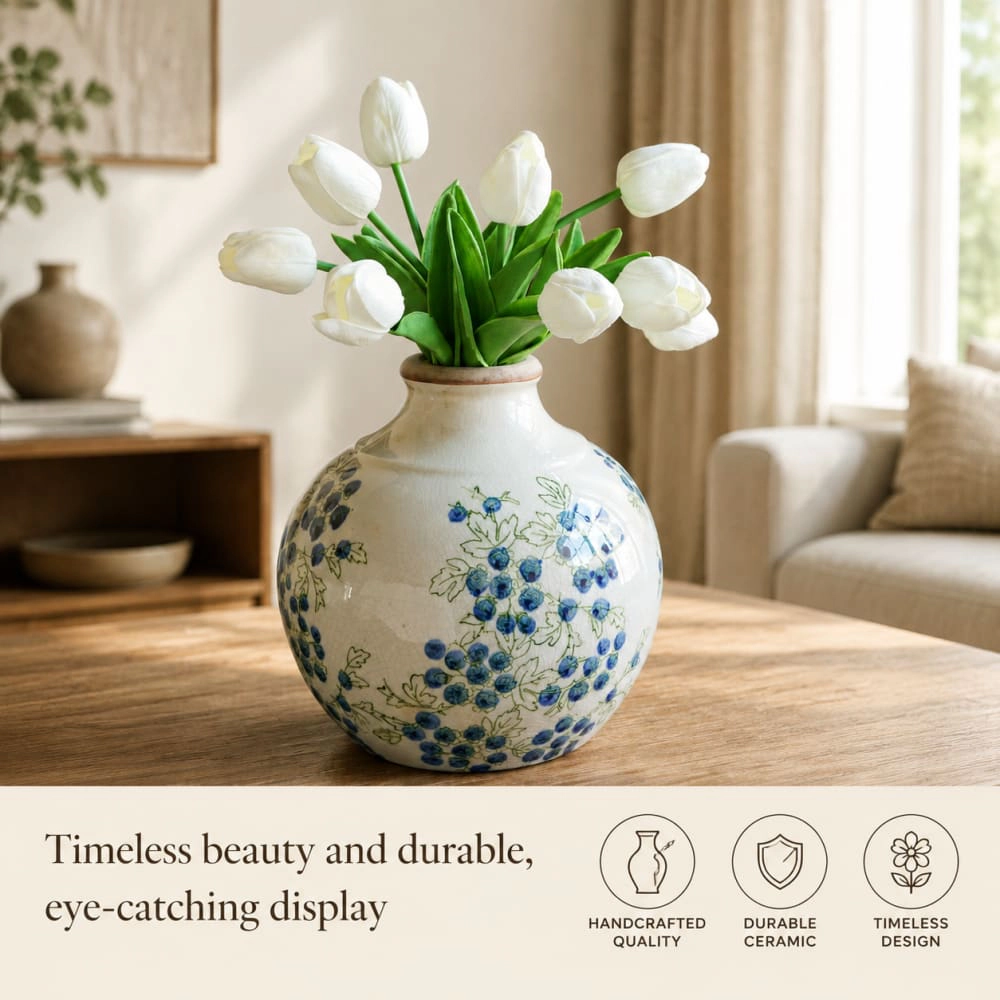 Toemoa Round Ceramic Decorative Storage Box