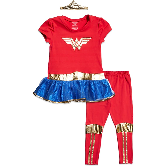 DC Comics Justice League Wonder Woman Girls' Cosplay Tutu Top and Leggings Set