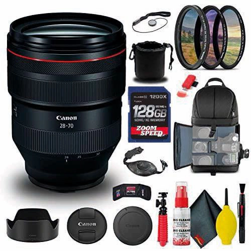Canon RF 28-70mm f/2L USM Lens (2965C002) + Backpack + 128GB Card + Lens Pouch + Card Reader + UV Filter + Flex Tripod