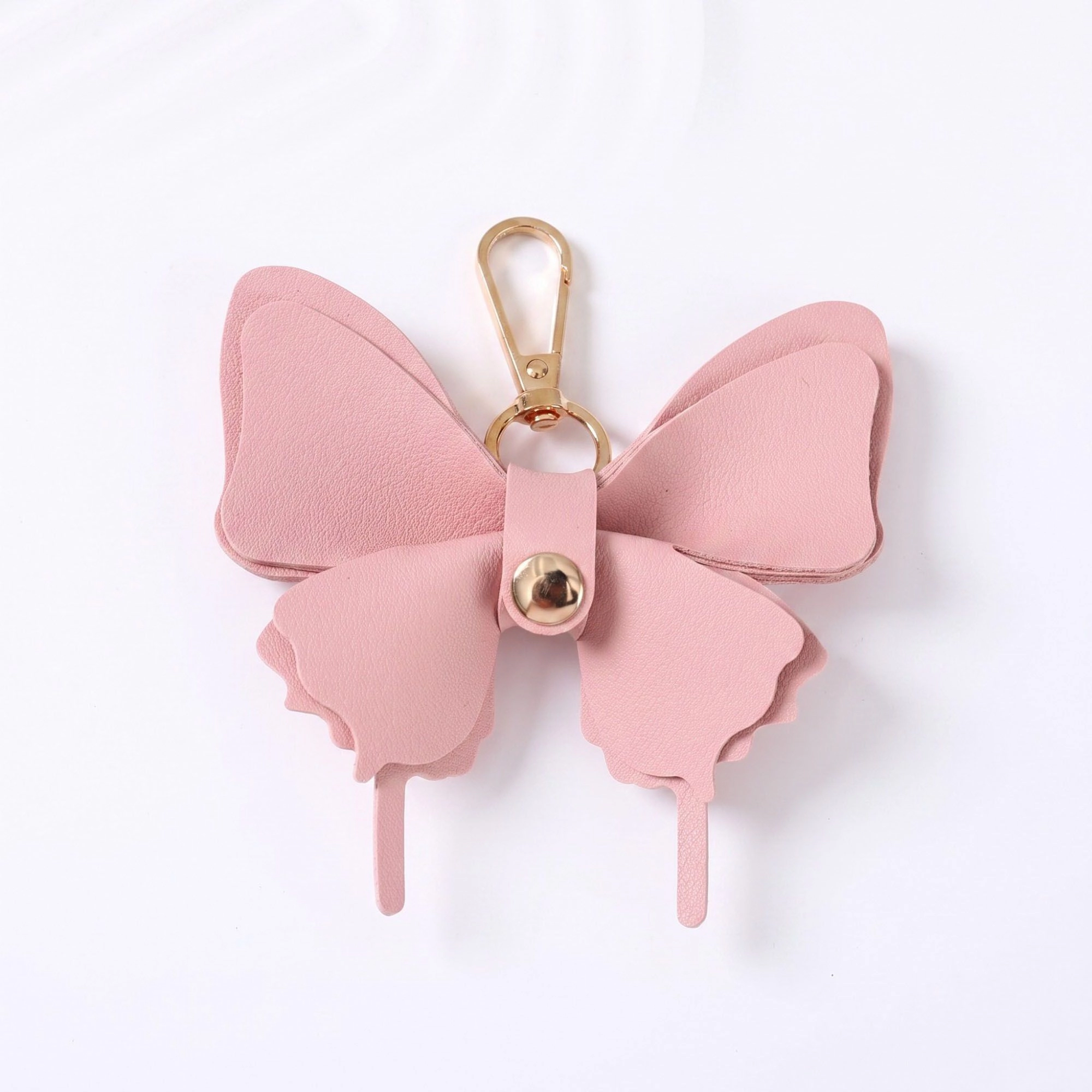 Alilang Women's Pink Butterfly Bag Charm with Gold Tone Clip
