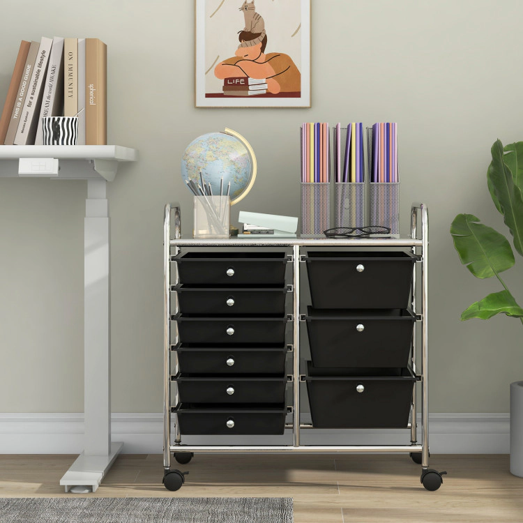 Hivvago 9-Drawer Rolling Supply Organizer with Metal Frame