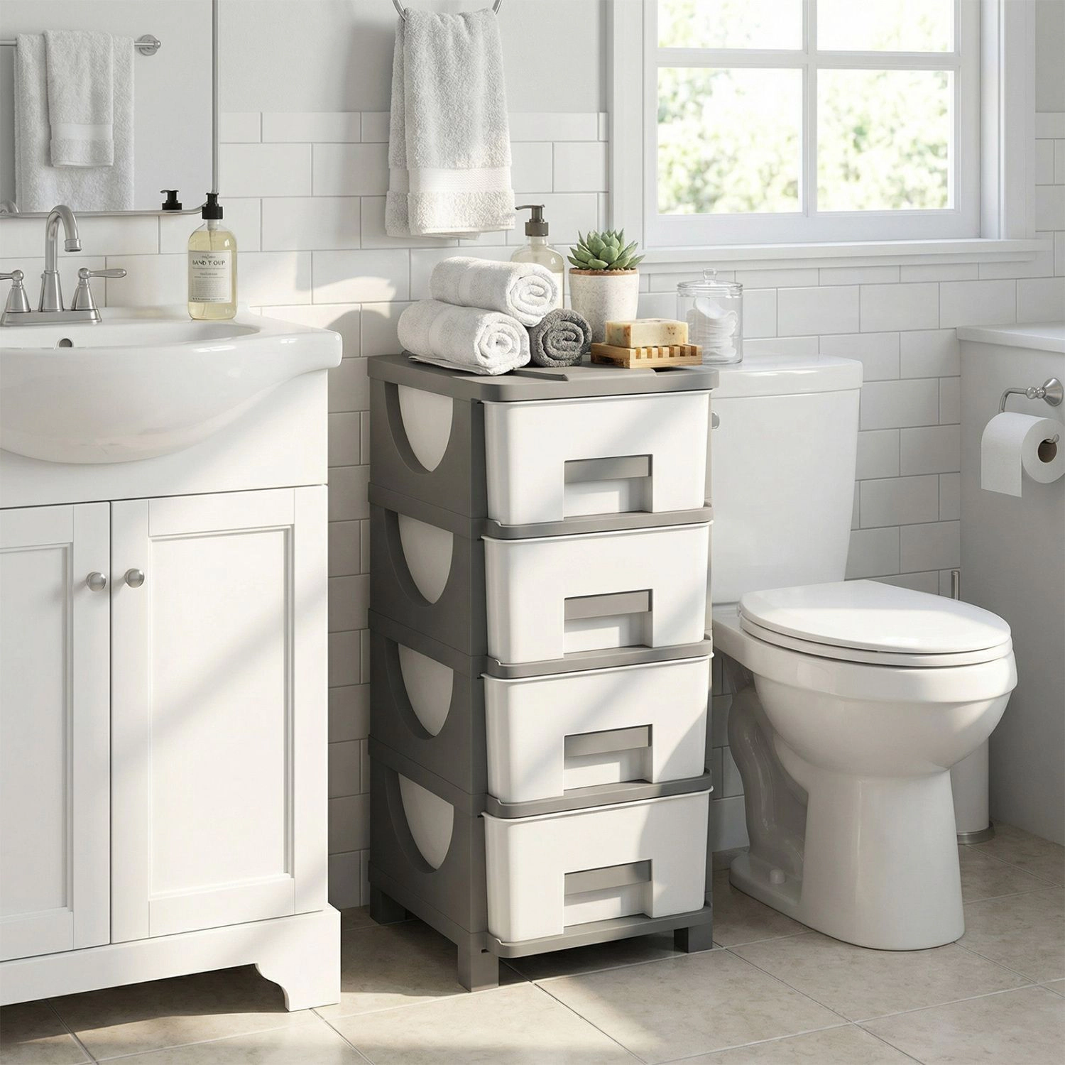 SlickBlue 4 Drawer Plastic Organizer Cabinet for Bedroom Bathroom