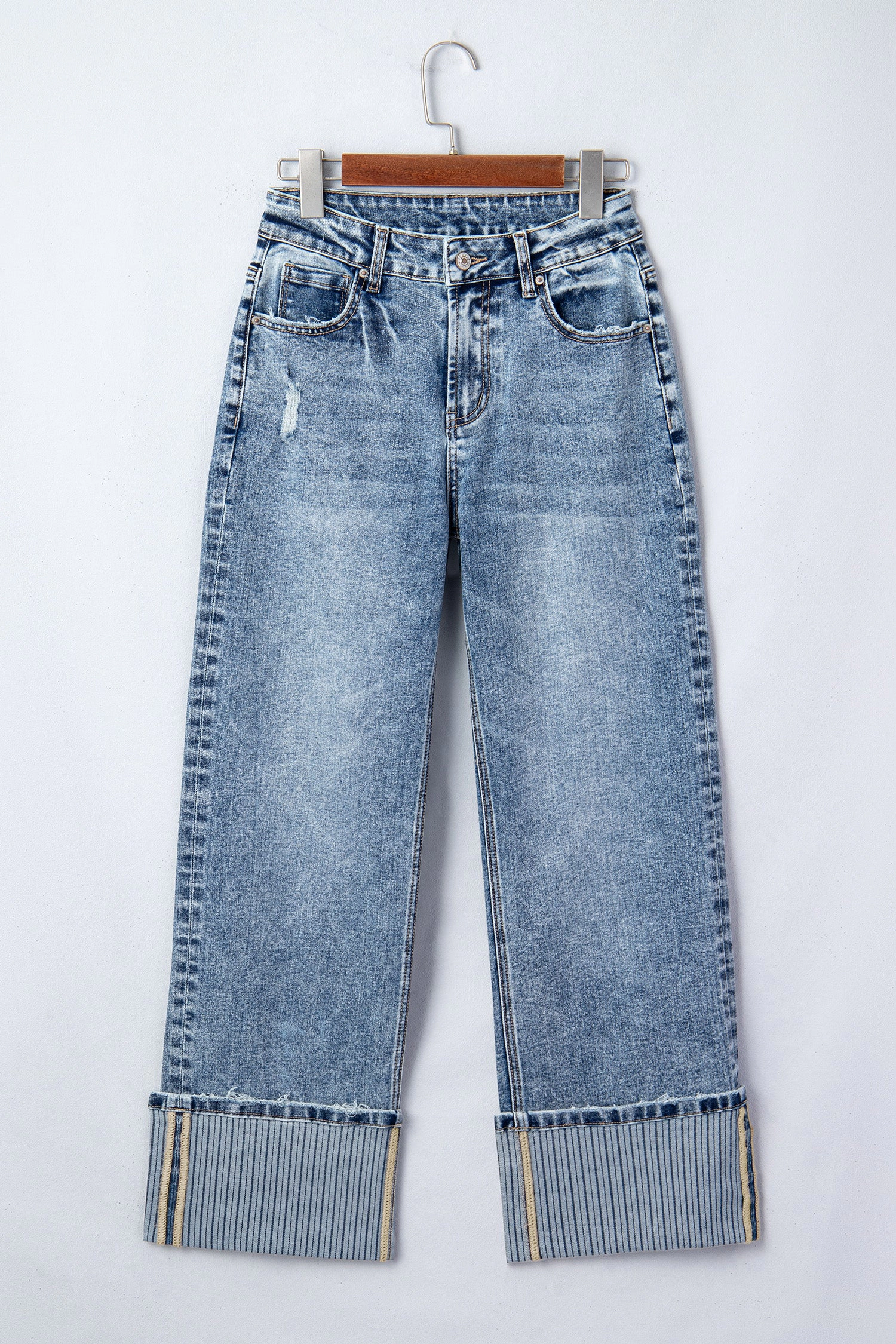 Threaded Pear Womens Elia Cuffed Straight Loose Jeans