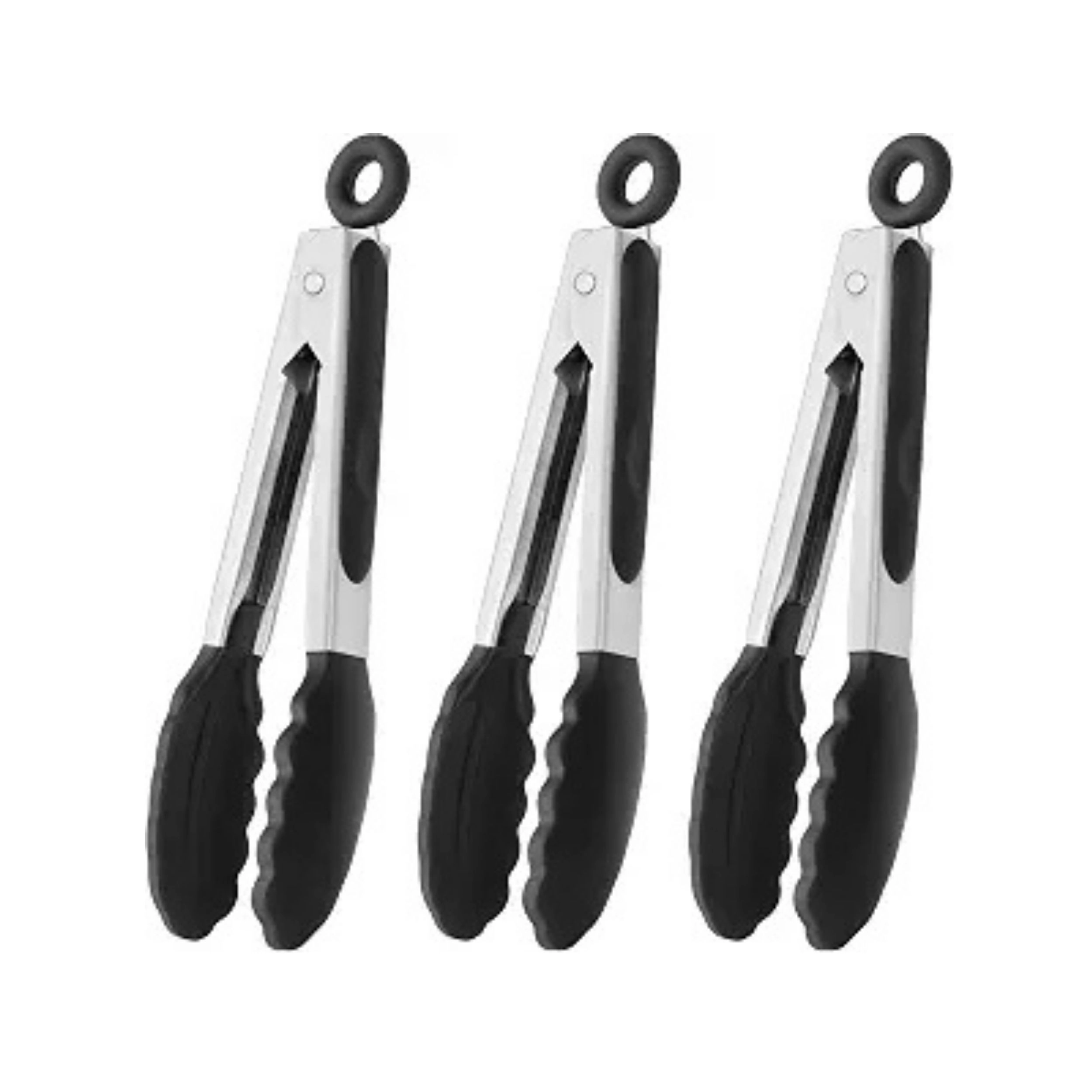 Stock Preferred Pack of 3 Stainless Steel Mini Silicone Serving Tongs 7 Inch