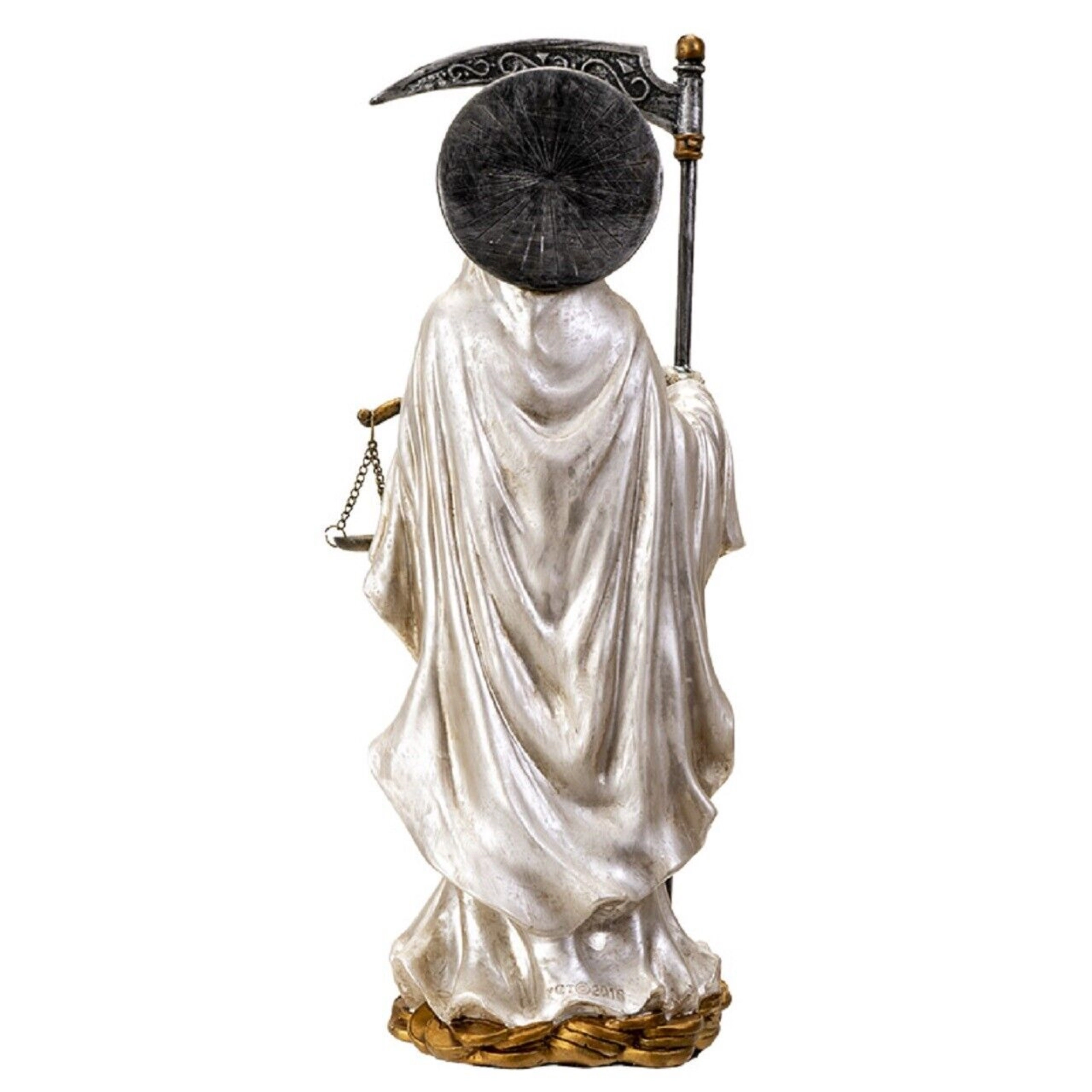 Pacific Giftware Santa Muerte in White Gown with Scale Figurine Death 10 Inch