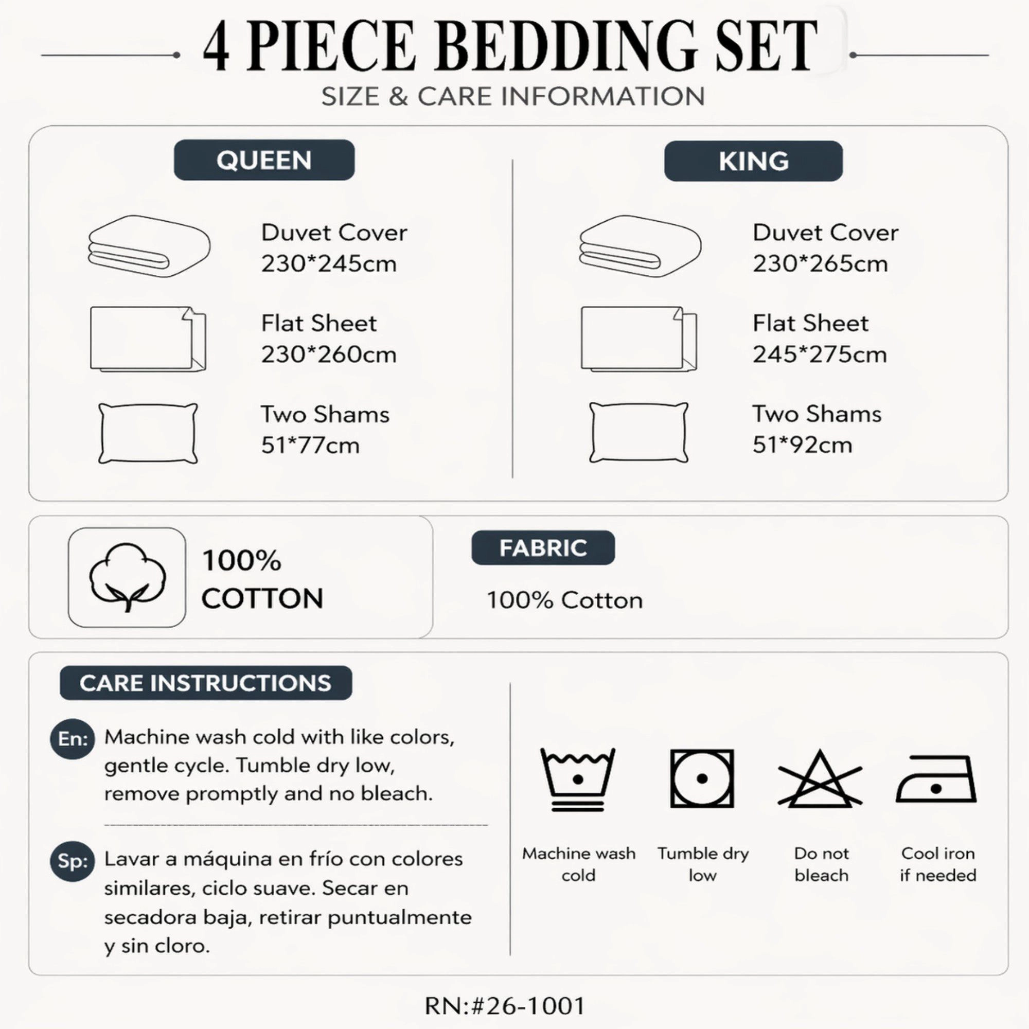 Alilang Unisex 4-Piece Cotton Bedding Set with Elegant Tree Print Duvet Cover, Pillowcases, and Flat Sheet