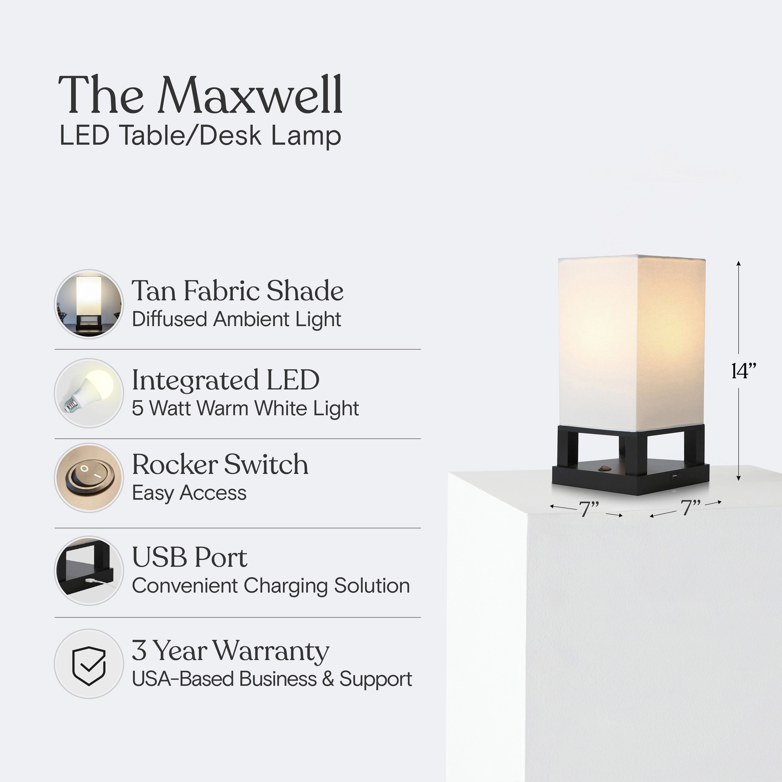 Brightech Maxwell Bedside LED Table Lamp