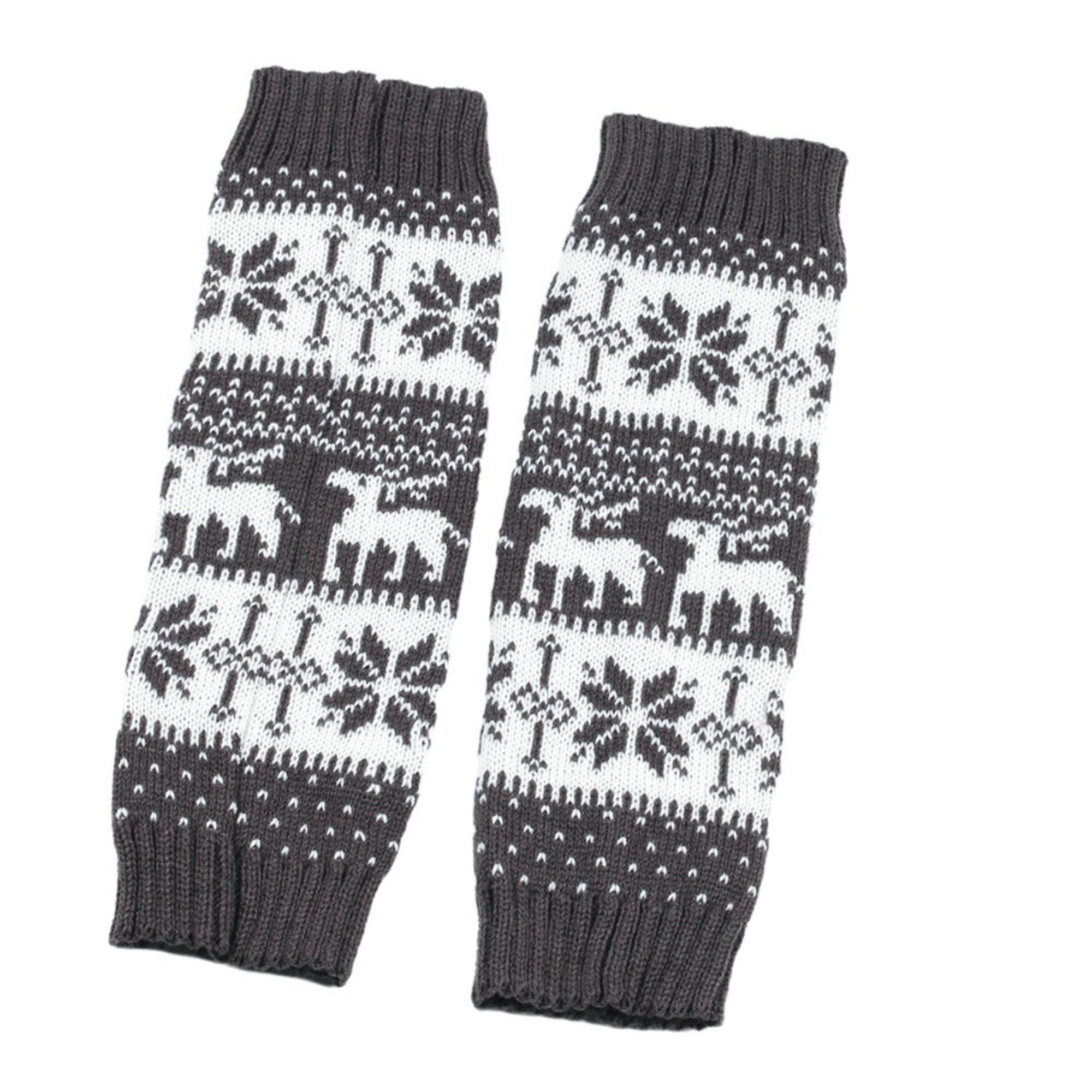 Anna-Kaci Women's Fair Isle Pattern Ribbed Knit Winter Leg Warmers