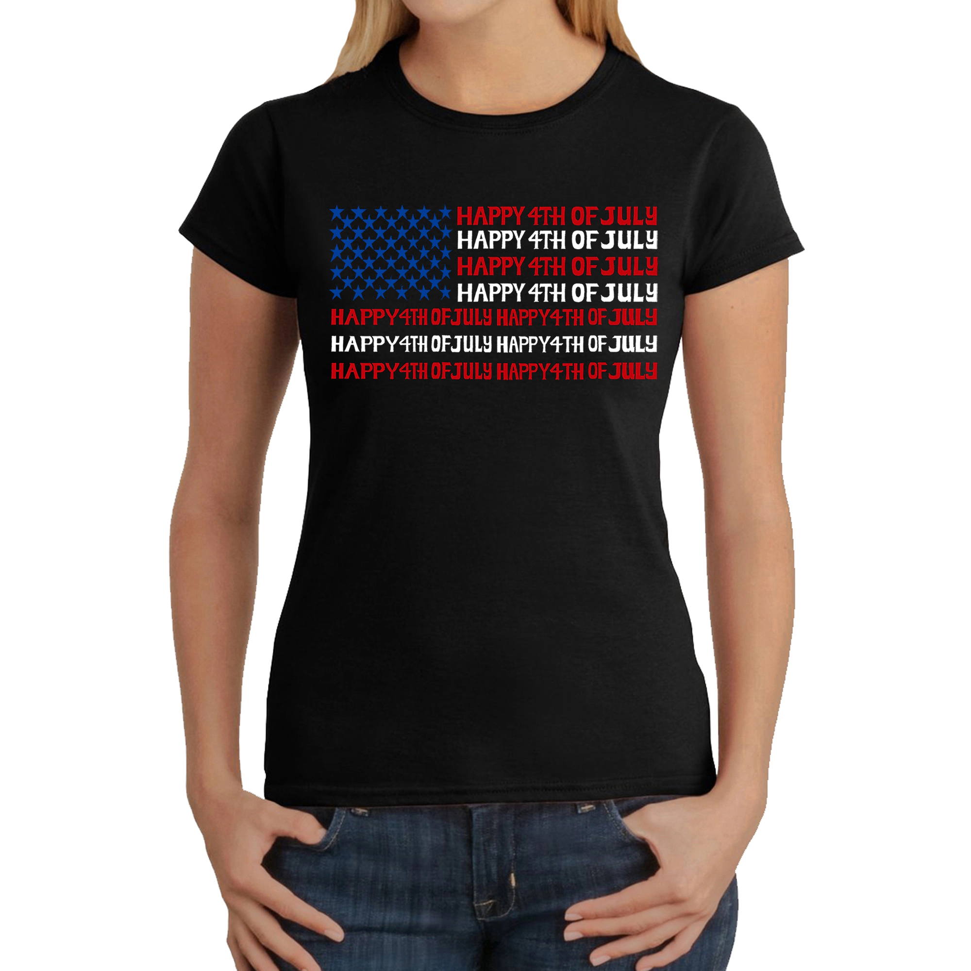 LA Pop Art Women's Word T-Shirt - Happy 4th of July