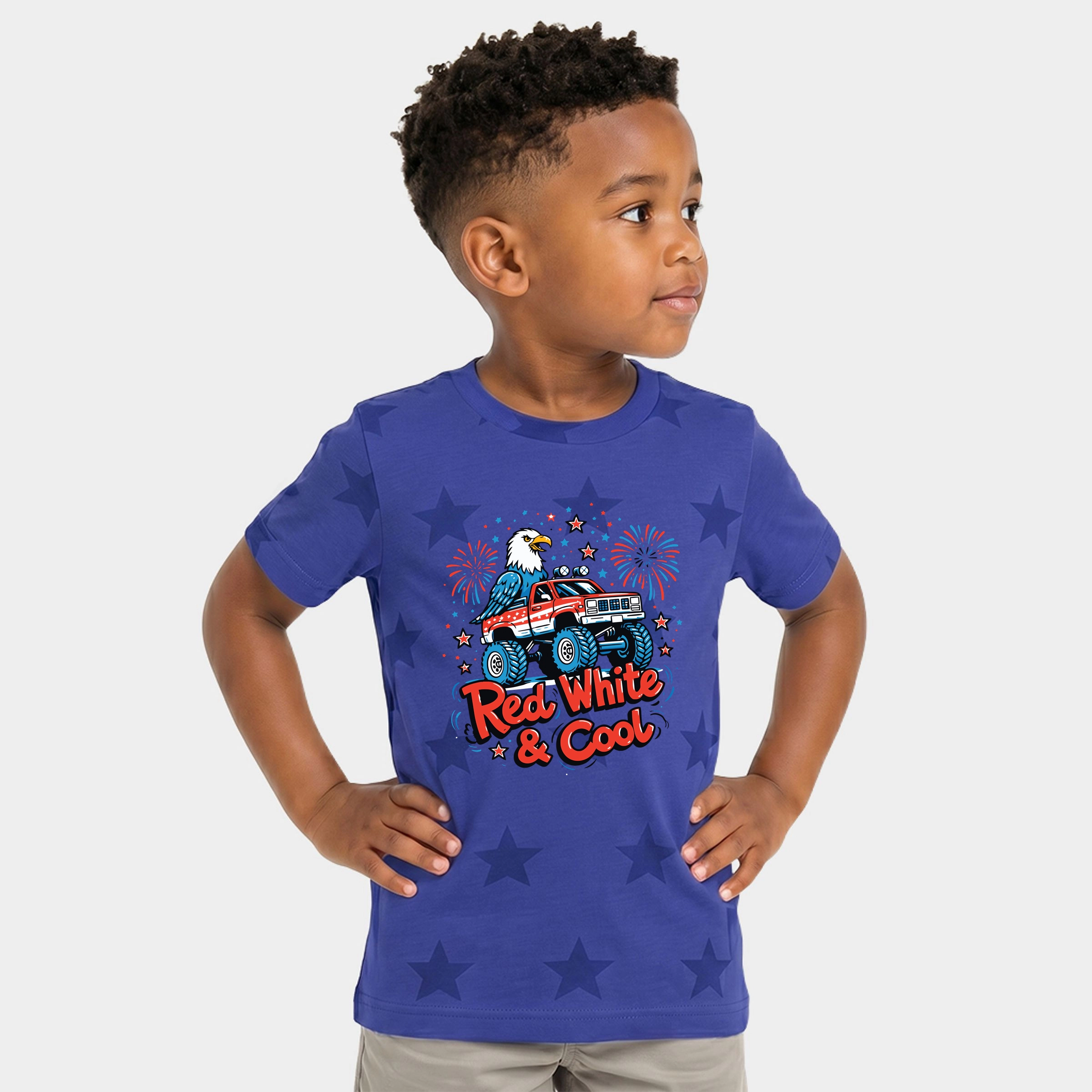 The Juniper Shop - Red, White & Cool Truck Eagle Toddler Short Sleeve Star Tee