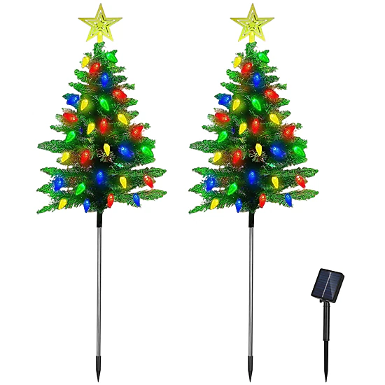 GBruno 2-Pack Solar Christmas Tree Pathway Lights