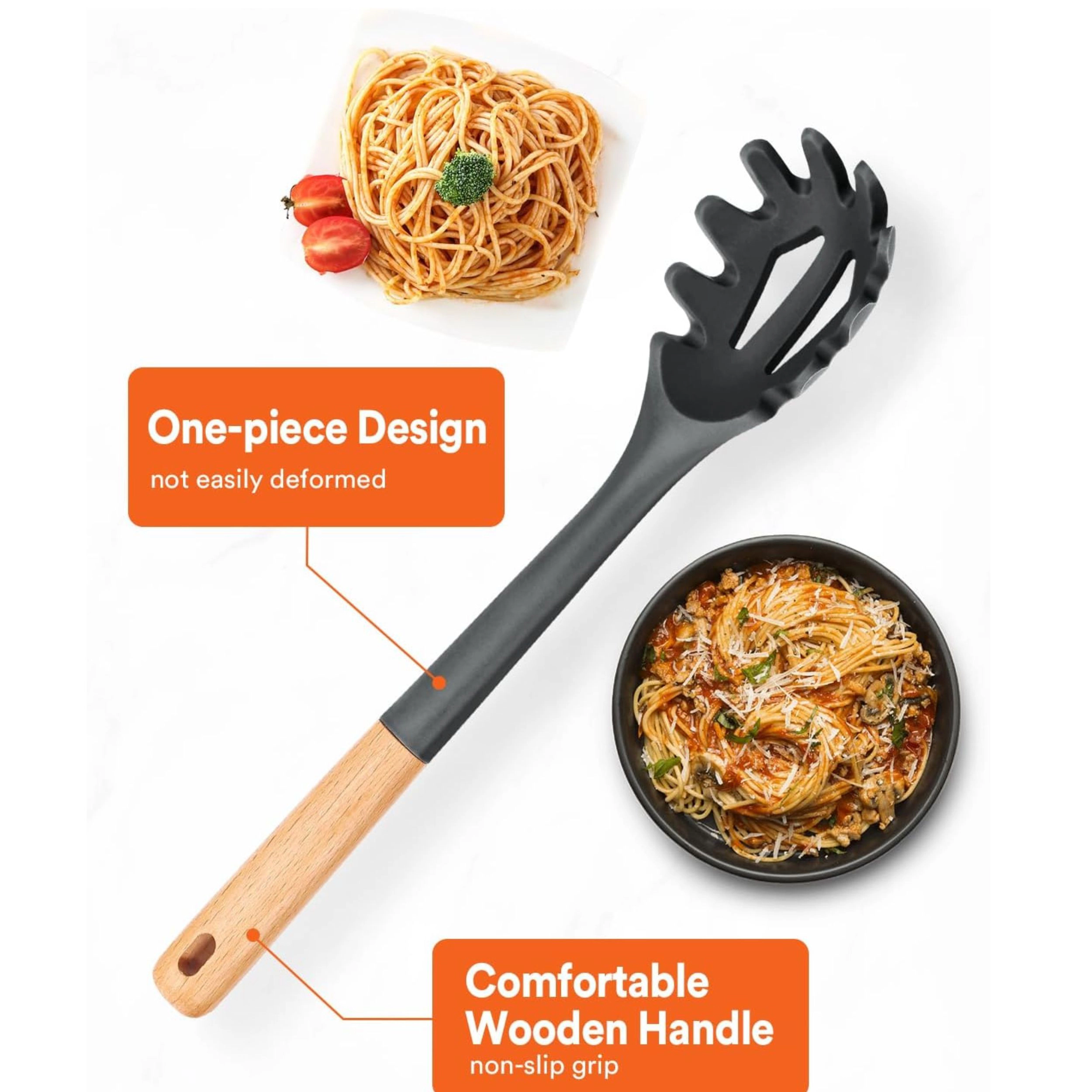 Stock Preferred Silicone Pasta Fork and Spaghetti Noodle Server 12.8 Inch