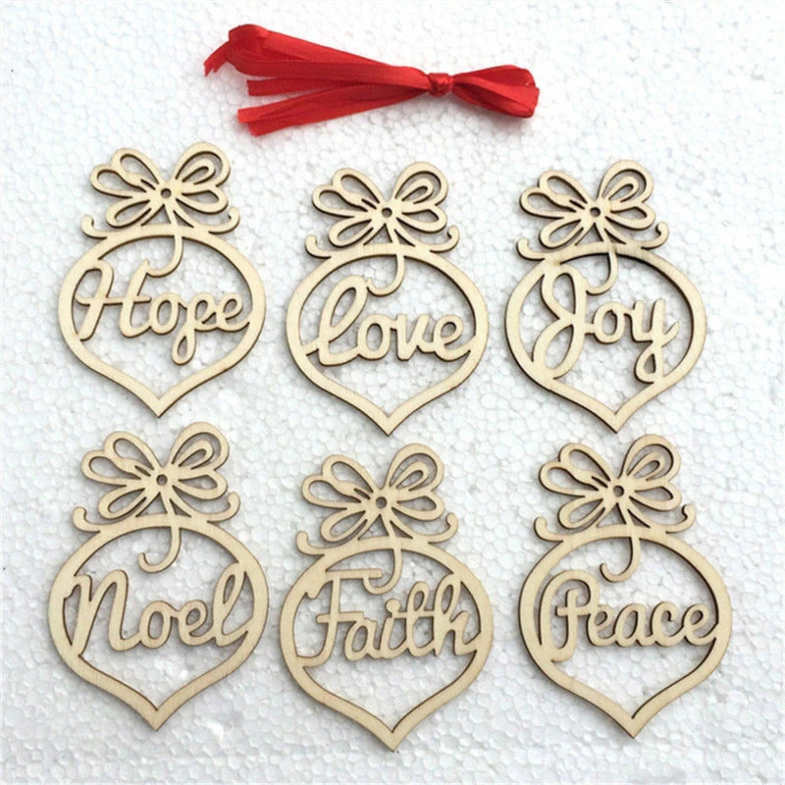 Home Collection Pack of 6 Wooden Christmas Tree Hanging Ornaments Decorations