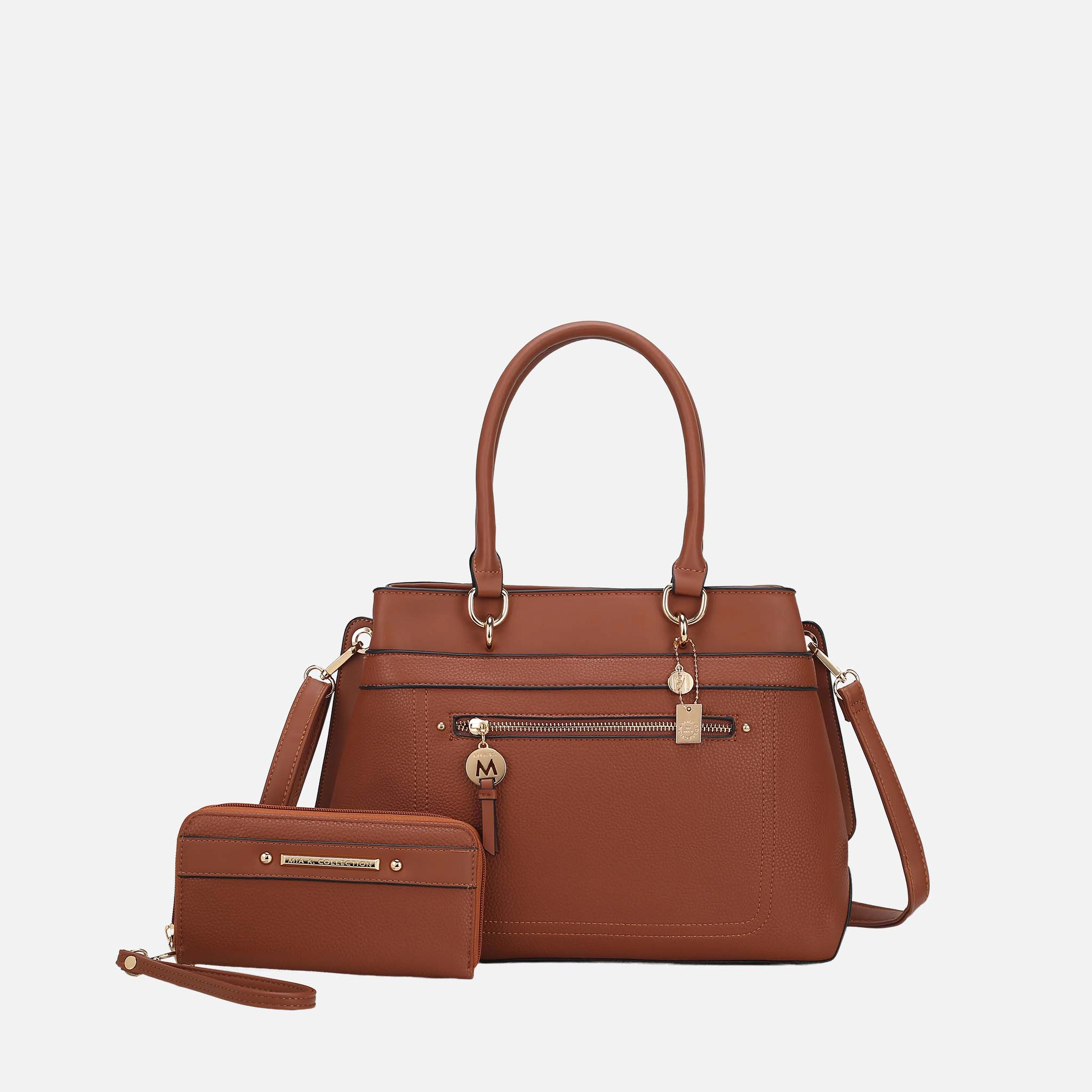 Mia K Collection Gardenia Tote Bag with Wallet - Vegan Leather Women's Handbag