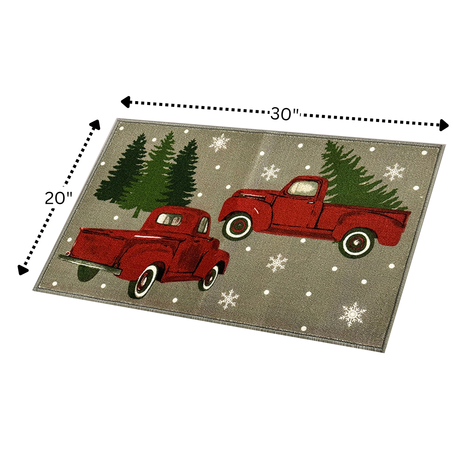 RT Designers Collection Holiday Truck Grey Premium Indoor Kitchen Rug 18" x 30" Grey/Red