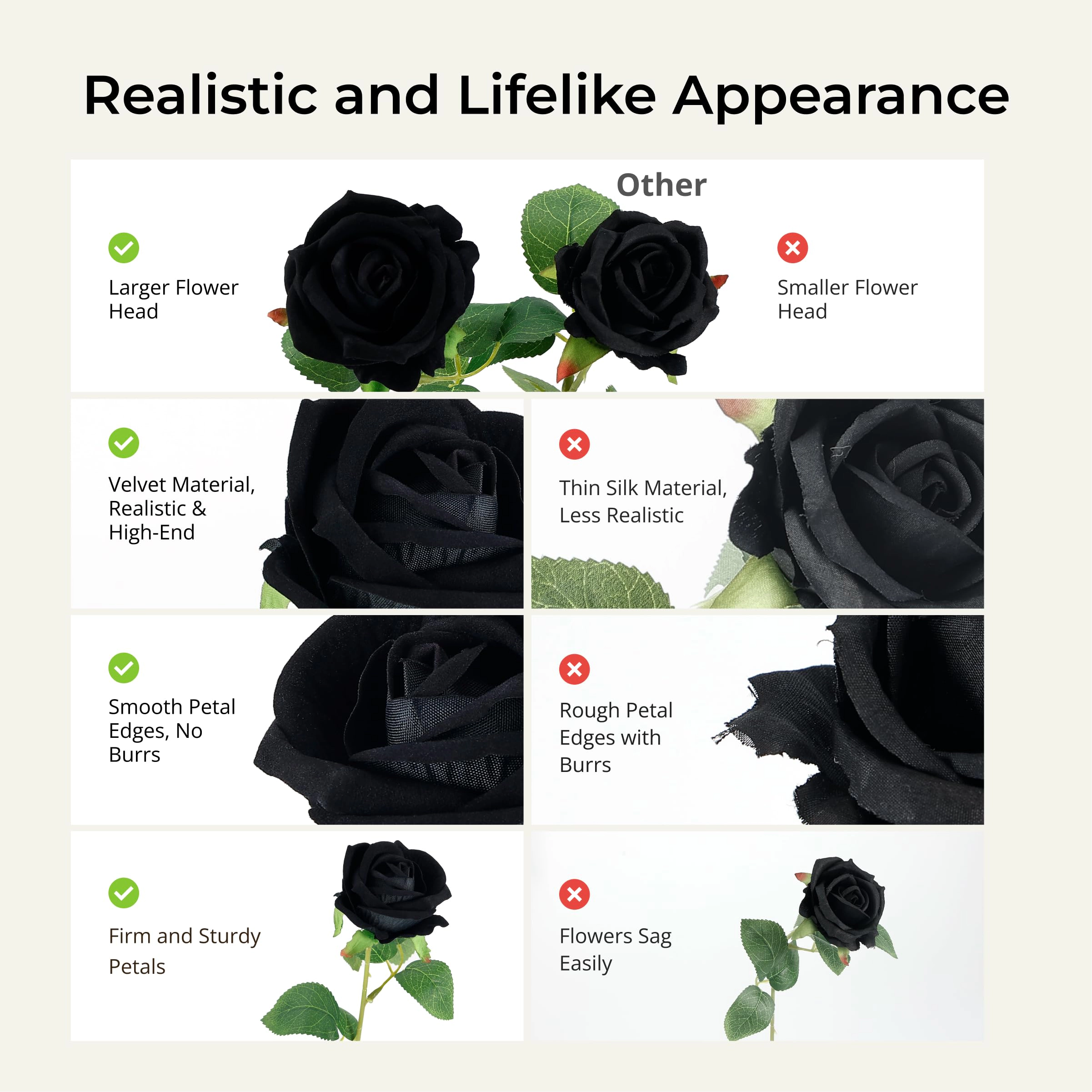 PUPWE 60Rose Artificial Flowers  Faux Silk Roses