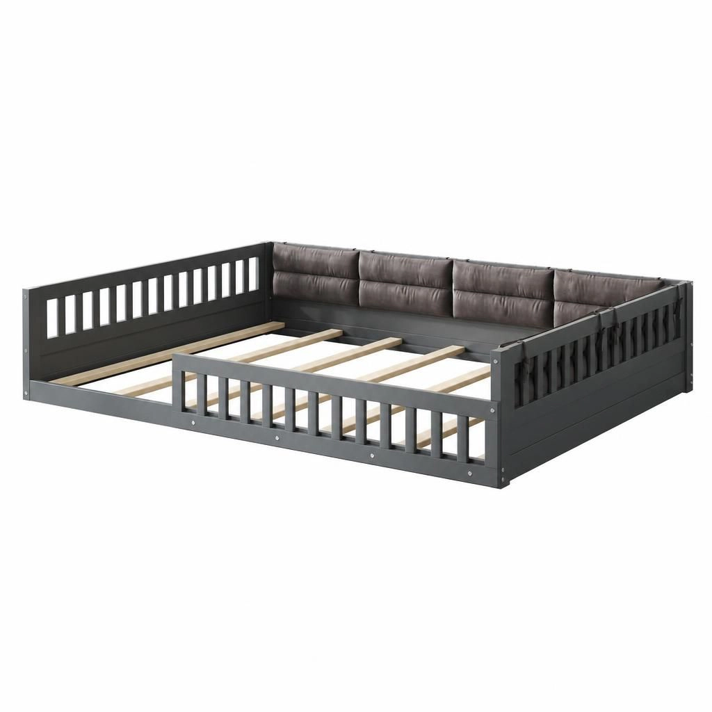 GOODSILO Full Size Solid Wood Low Profile Queen Bed Frame