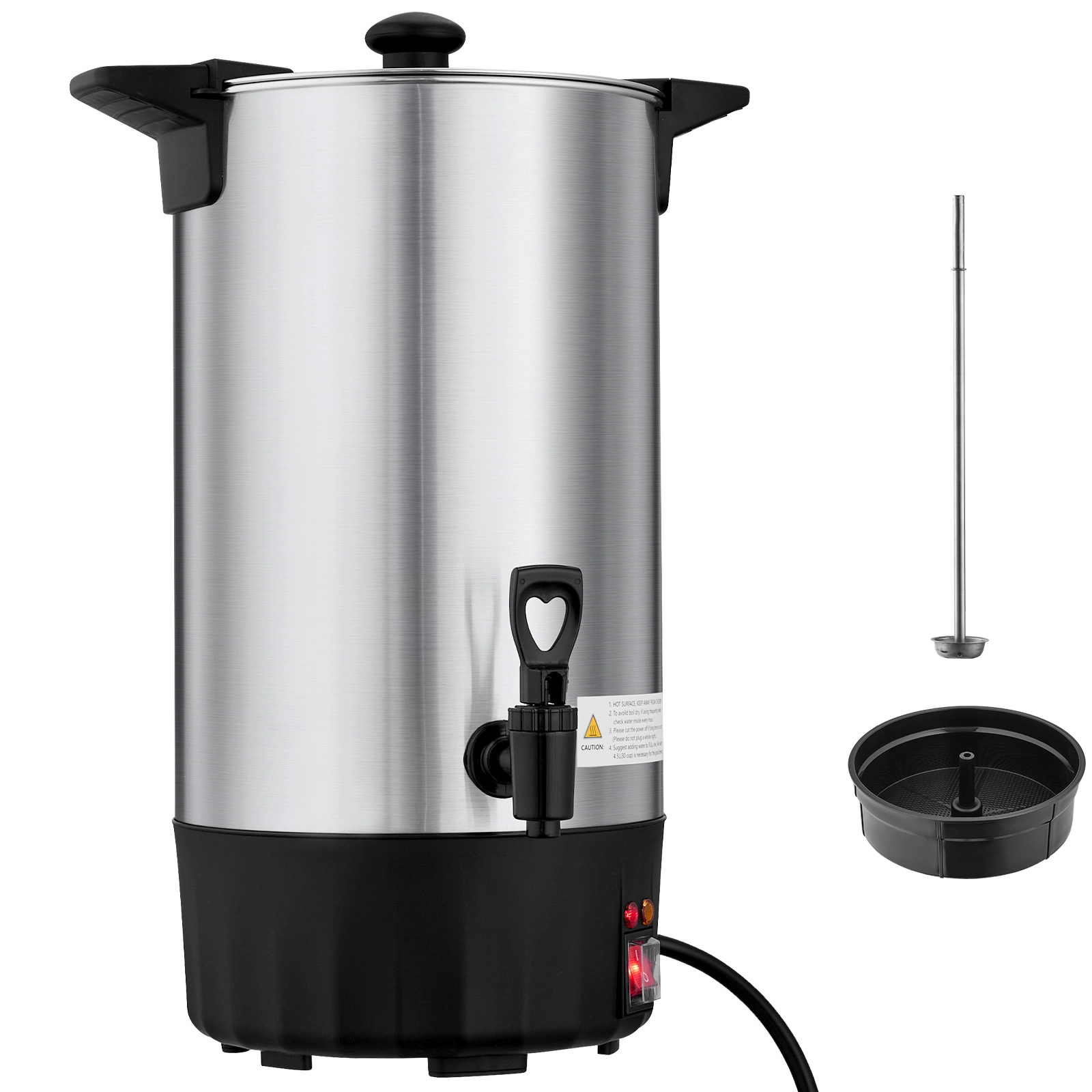 HONGGE Commercial Coffee Urn Hot Beverage Dispenser with Dripless Faucet Quick-Brewing Stainless Steel Large Commercial