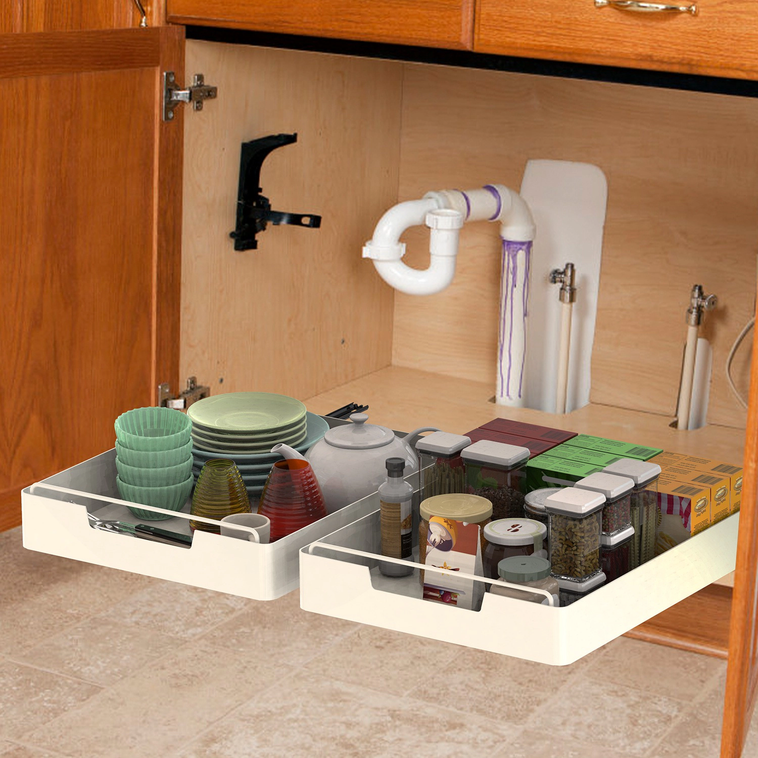 GBruno 2-Pc Carbon Steel Pull-Out Cabinet Organizer