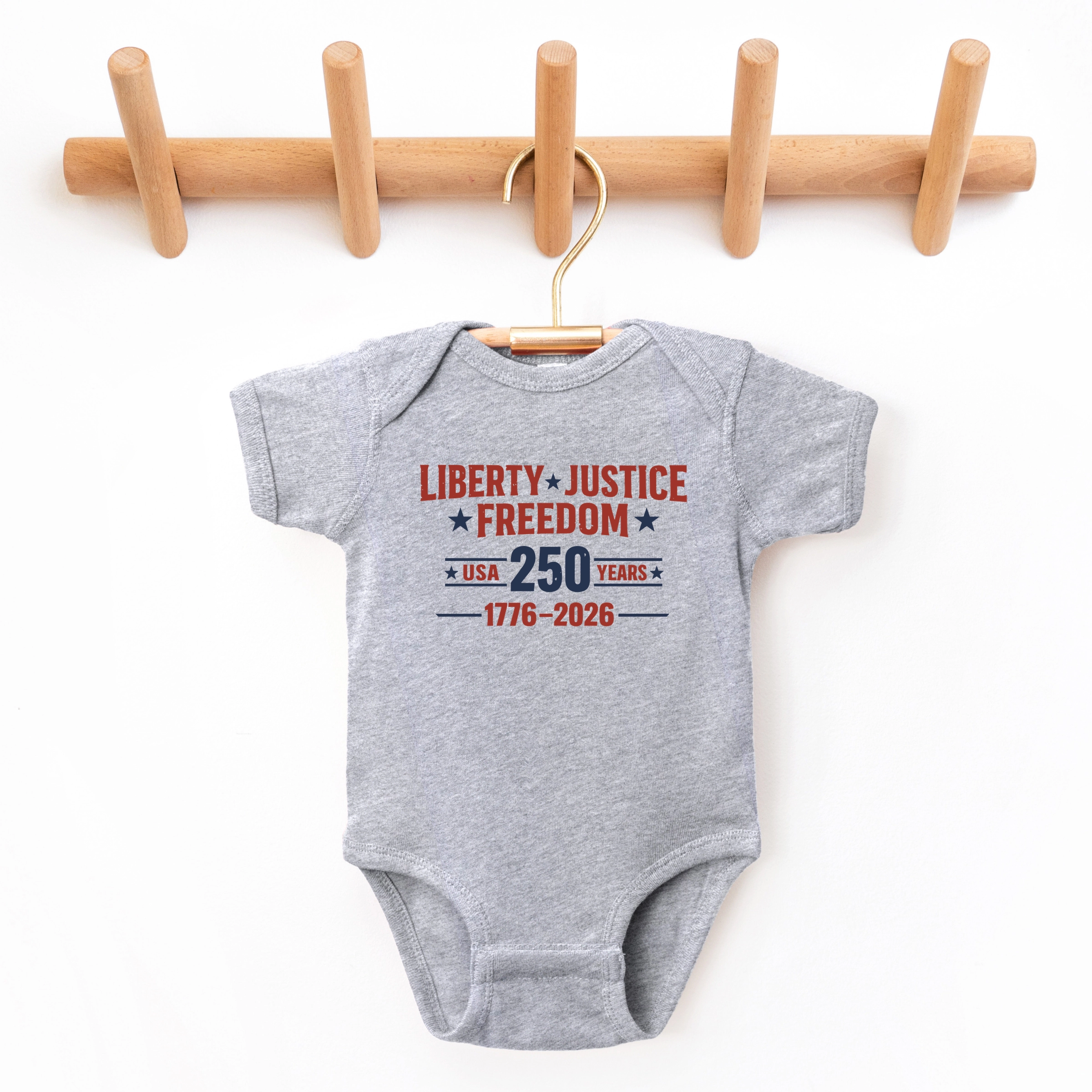 The Juniper Shop - Liberty Justice Freedom 250 Year Baby Short Sleeve Graphic Bodysuit