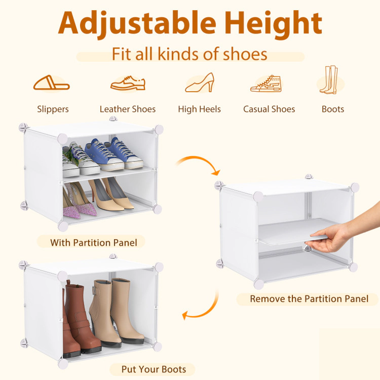 Hivvago 12-Cube 48 Pairs Portable Shoe Shelves with Hook