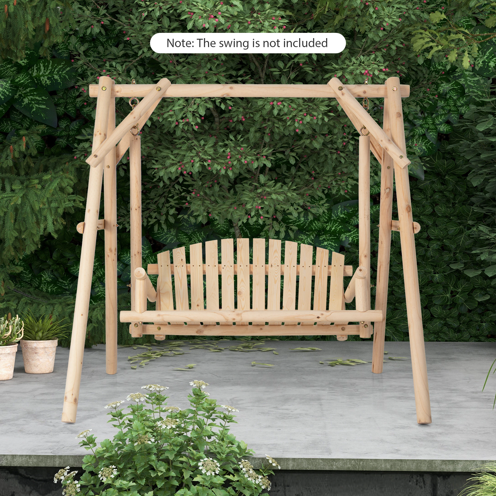 LJG Heavy Duty Wooden Swing Frame with Reinforced Bars