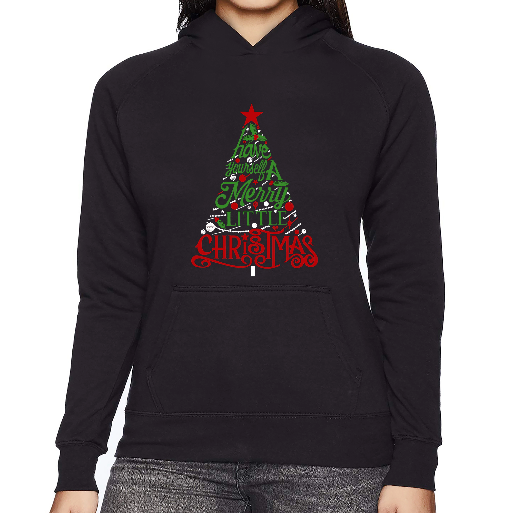 LA Pop Art Have Yourself A Merry Little Christmas - Women's Word Hooded Sweatshirt