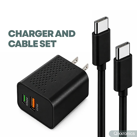 Qixxronics USB-C Fast Charger 35W Type-C Cable 3FT for iPhone 17 16 15, iPad Pro, iPad Air, iPad Mini, Pixels, Samsung Galaxy, LG