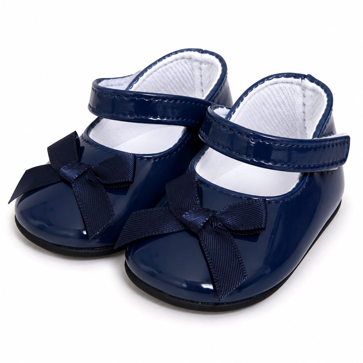 MBD Girls Navy Blue Patent Bow Mary Jane Shoes for 18 Inch Dolls – Classic Dress Doll Shoes
