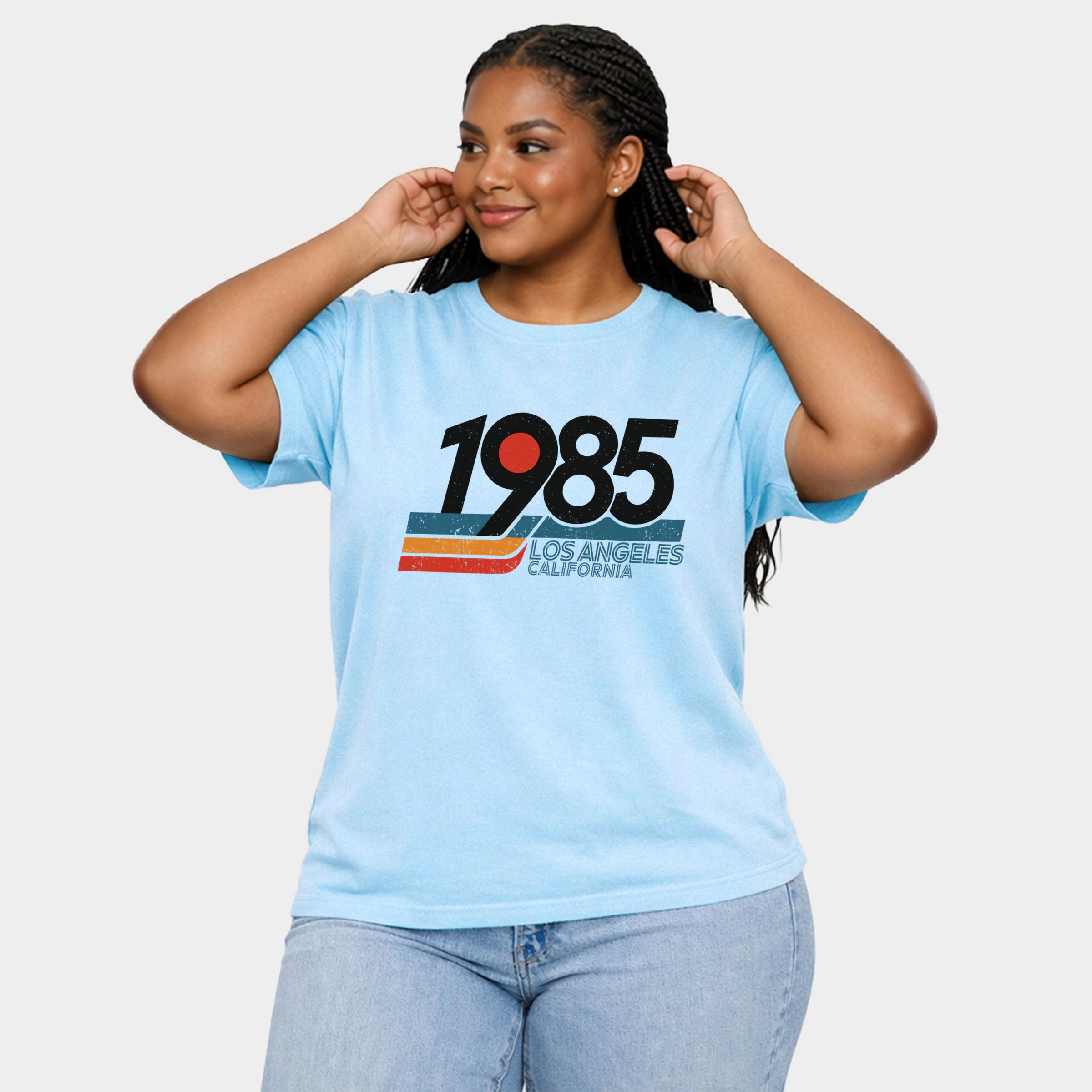 Simply Sage Market - Women's Plus Sized Garment Dyed Graphic T-Shirt Retro 1985 Los Angeles