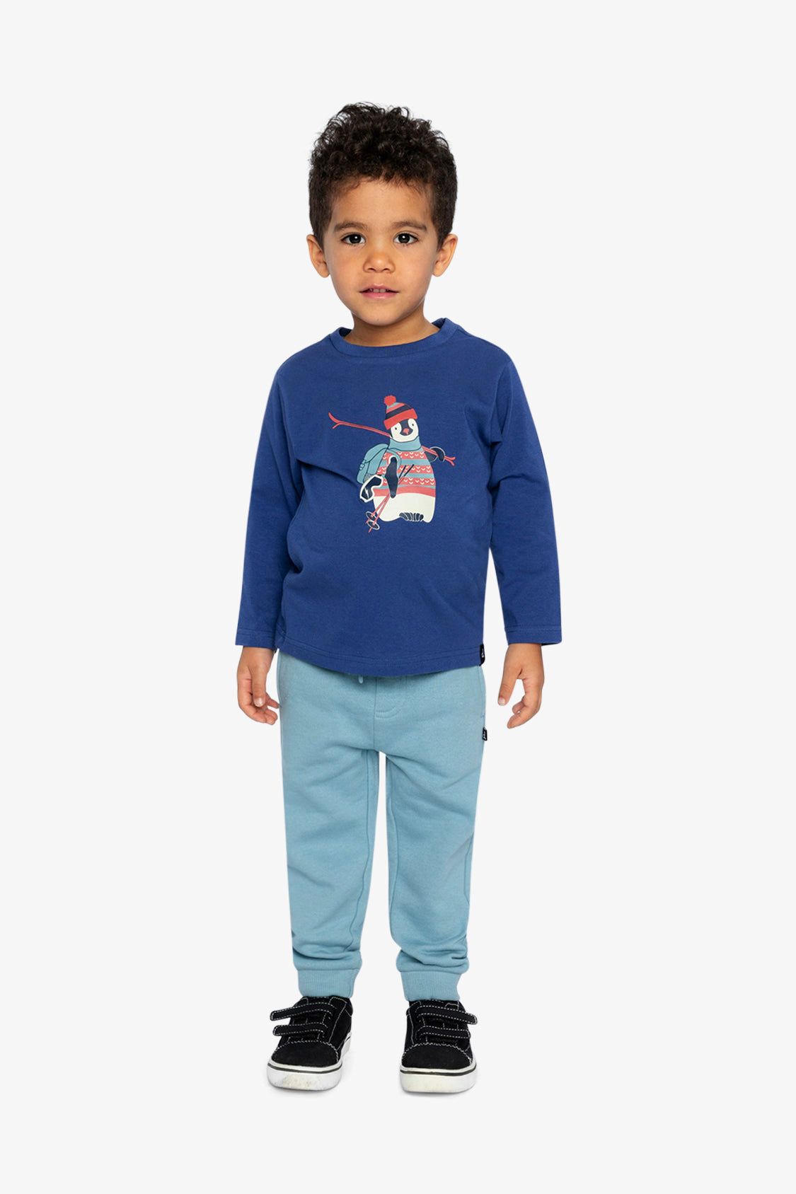 Deux par Boys Long Sleeve Organic Cotton Penguin Graphic T-Shirt