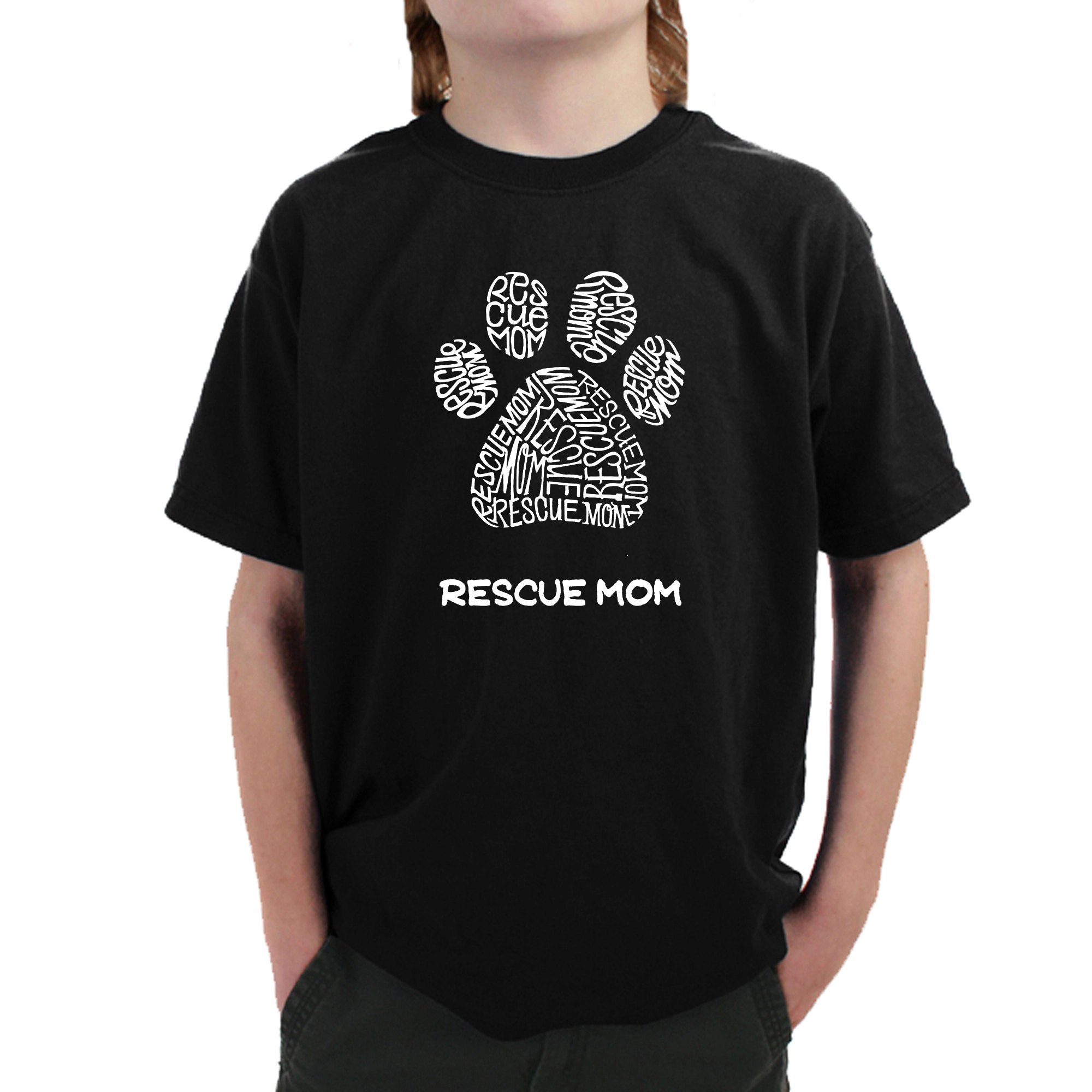 LA Pop Art Boy's Word T-Shirt - Rescue Mom