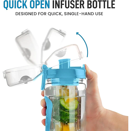 Zulay Kitchen Fruit Infuser Water Bottle - 34oz - Leakproof With Full-Length Infusion Rod