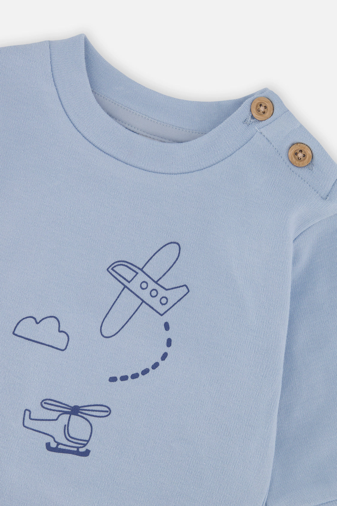 Deux par Boys Organic Cotton Airplane and Cloud Print Pants Top Set